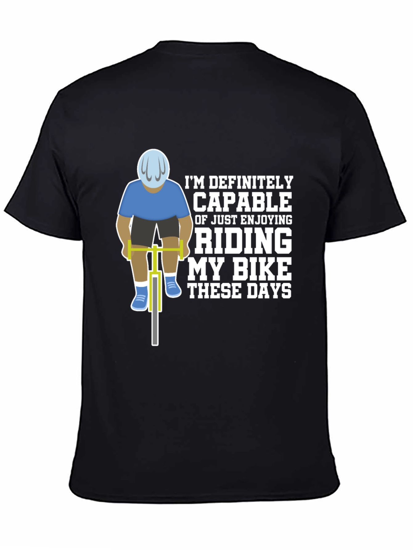 Black Funny Cycling T-Shirt - Riding My Bike These Days view 4