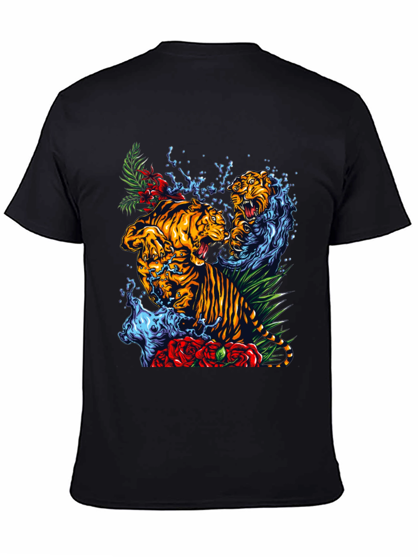 Black Tiger Splash Graphic Tee - Bold Animal Print T-Shirt view 4