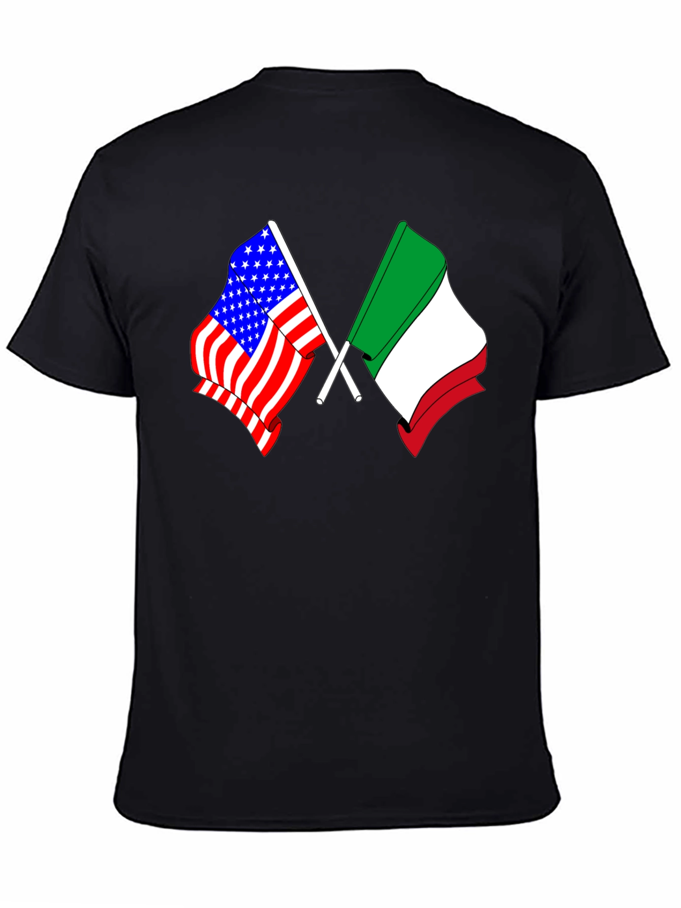 Black USA Italy Flags Graphic T-Shirt view 4