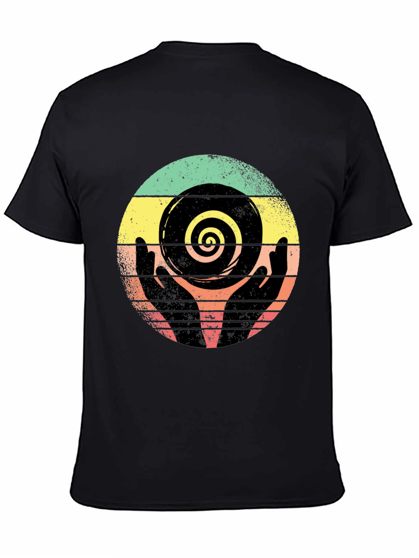 Black Retro Hands Spiral Graphic Tee view 4
