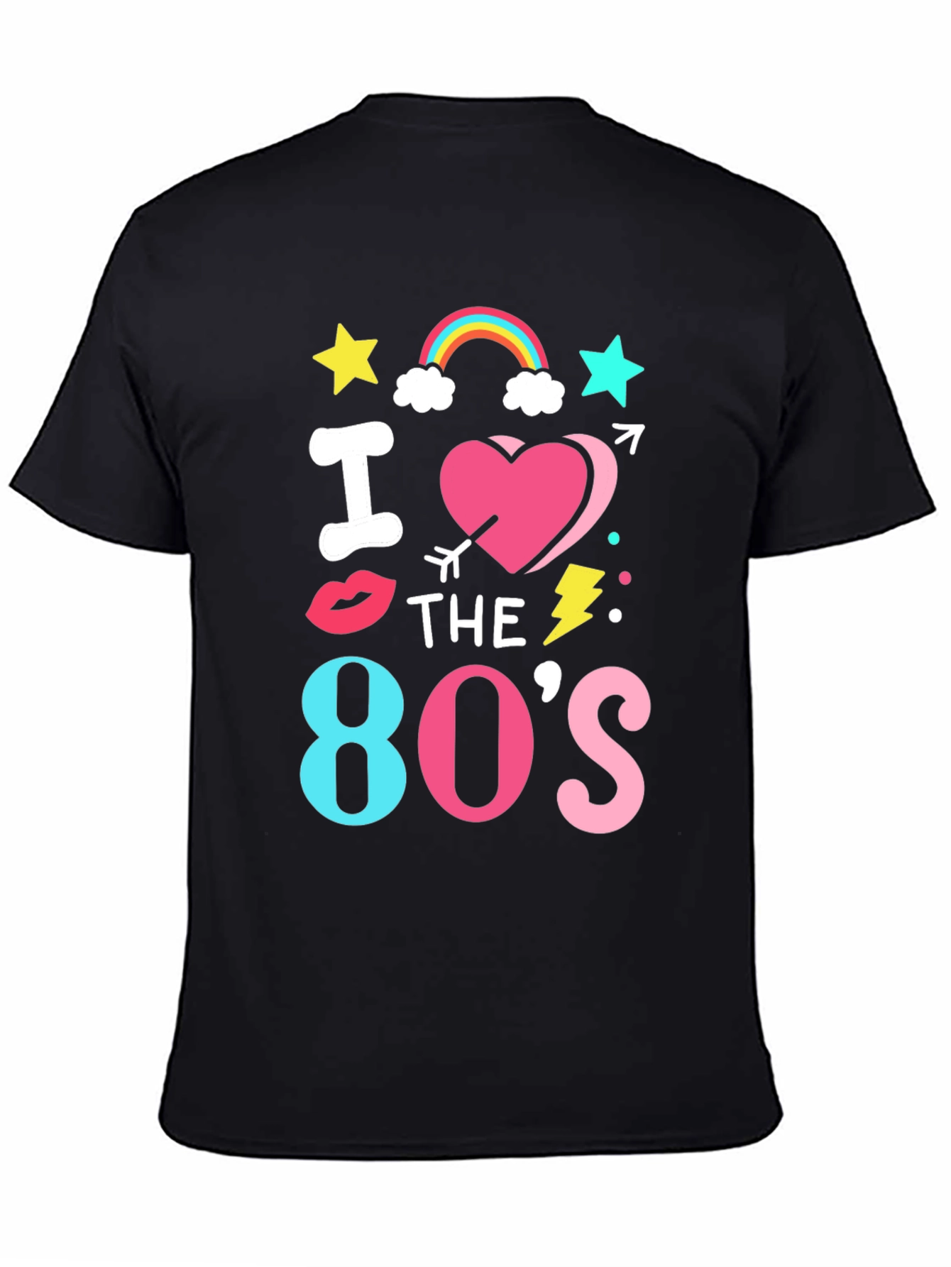 Black I Love The 80's Retro T-Shirt view 4