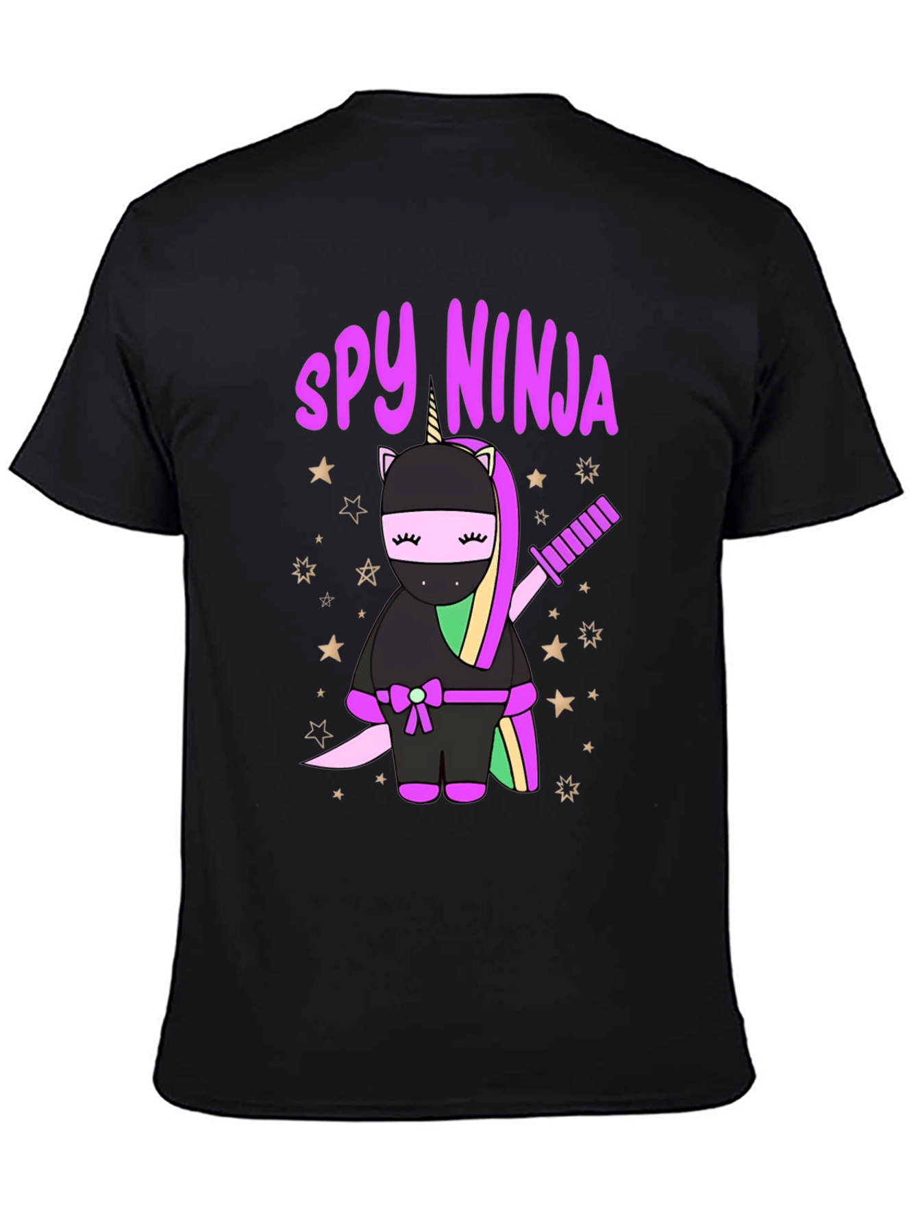 Black Spy Ninja Unicorn Graphic T-Shirt view 4