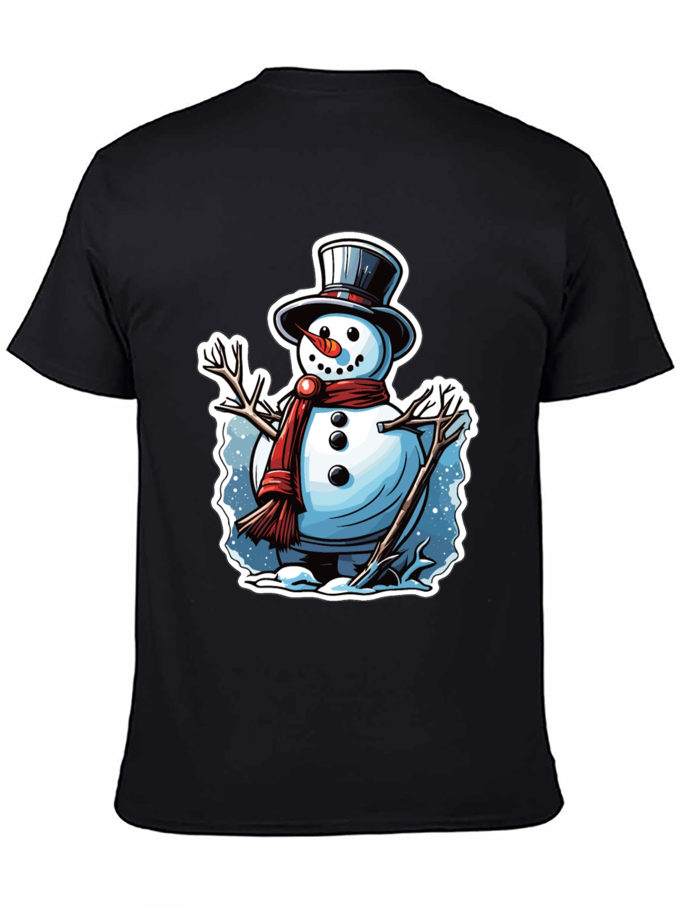 Black Festive Snowman Graphic Tee view 4