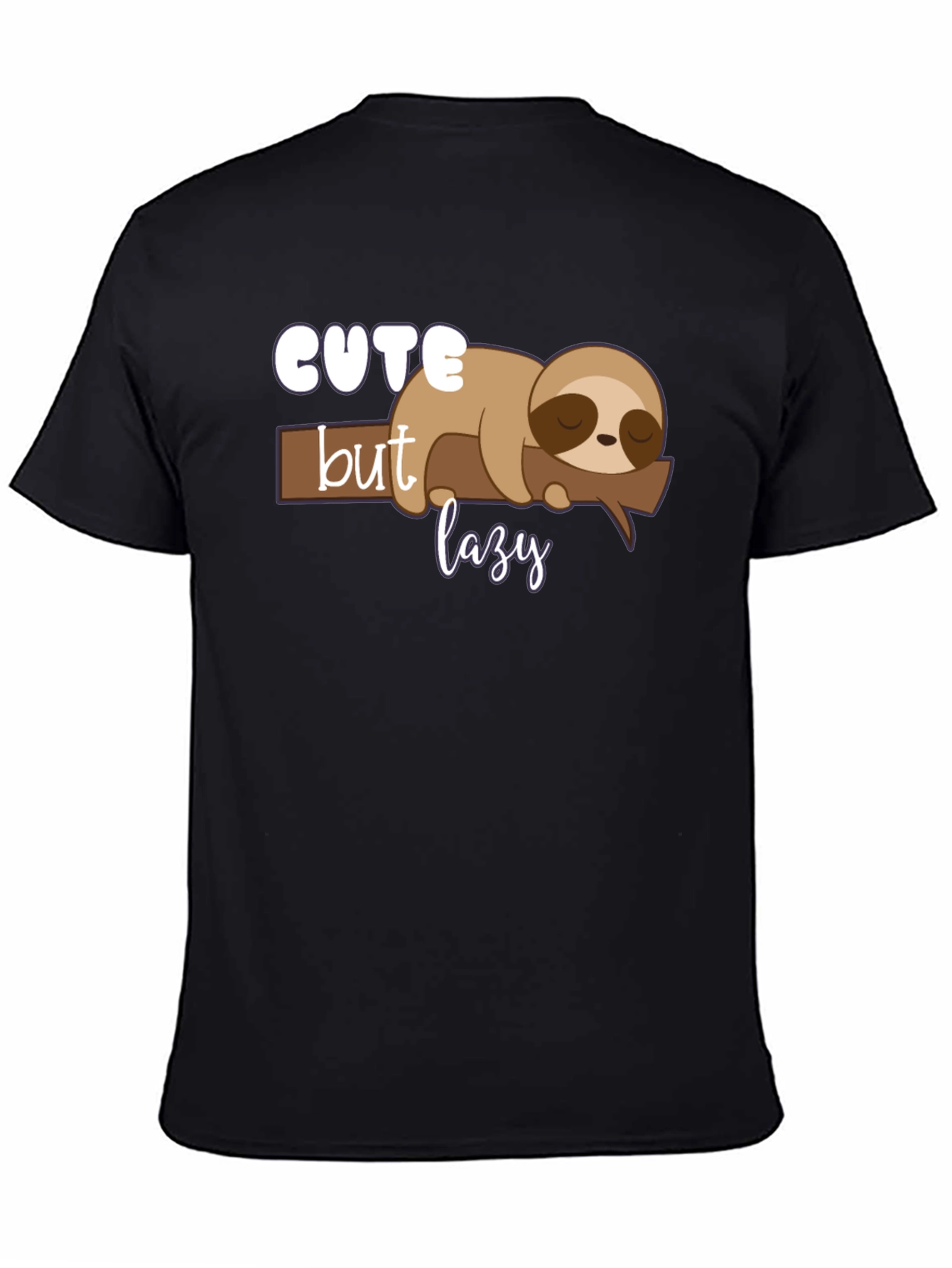 Black Cute But Lazy Sloth Graphic Tee view 4