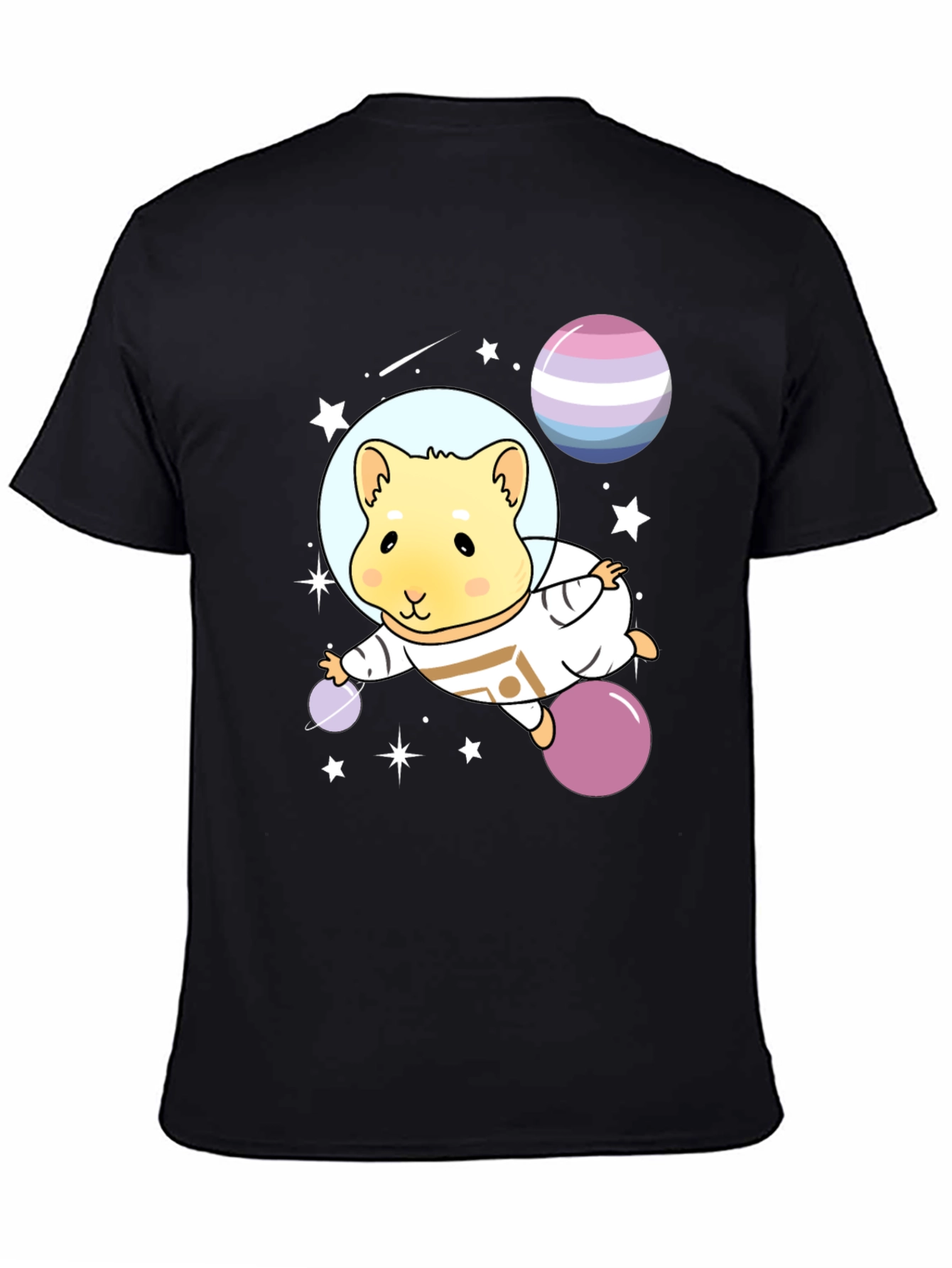 Black Astronaut Hamster Graphic Tee view 4
