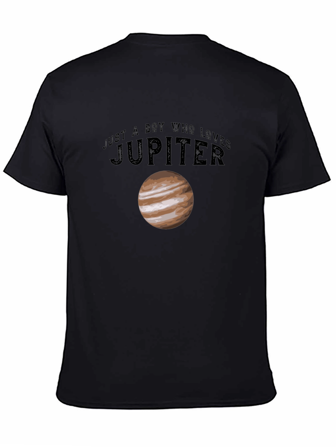 Black Just a Boy Who Loves Jupiter T-Shirt view 4