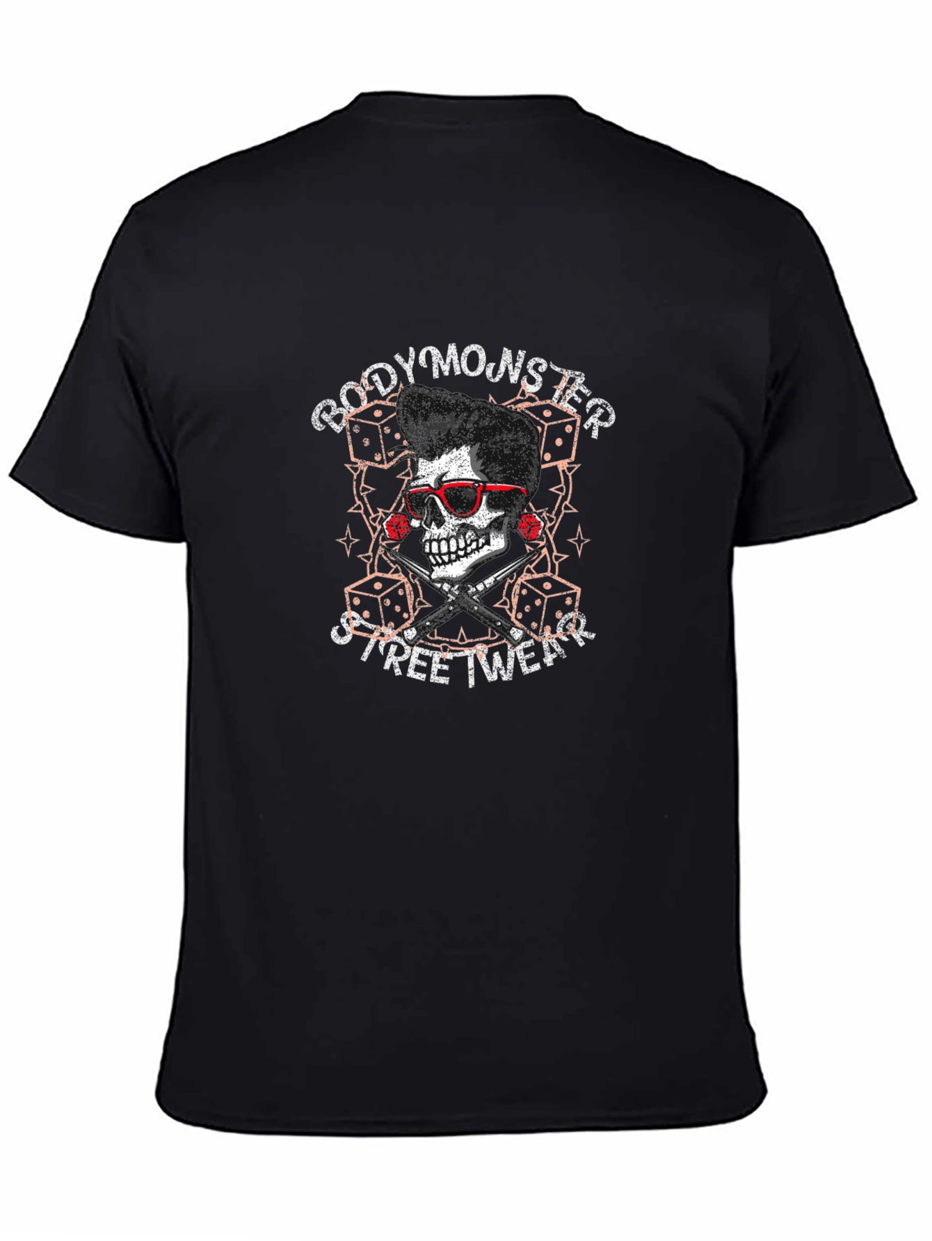 Black Bodymonster Streetwear Skull Graphic Tee view 4