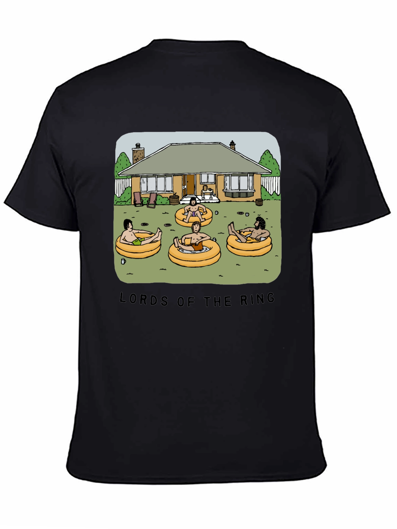 Black Lord of the Ring Funny Summer Black T-Shirt view 4