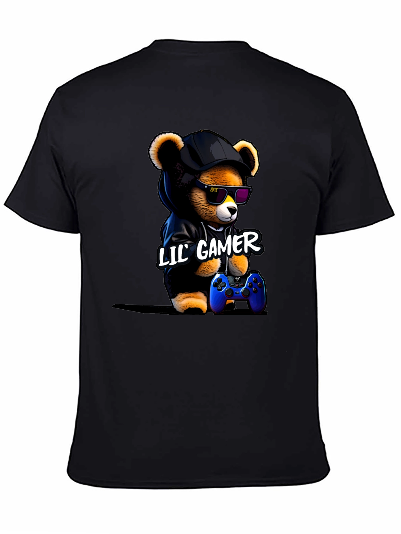 Black Lil' Gamer Bear T-Shirt view 4