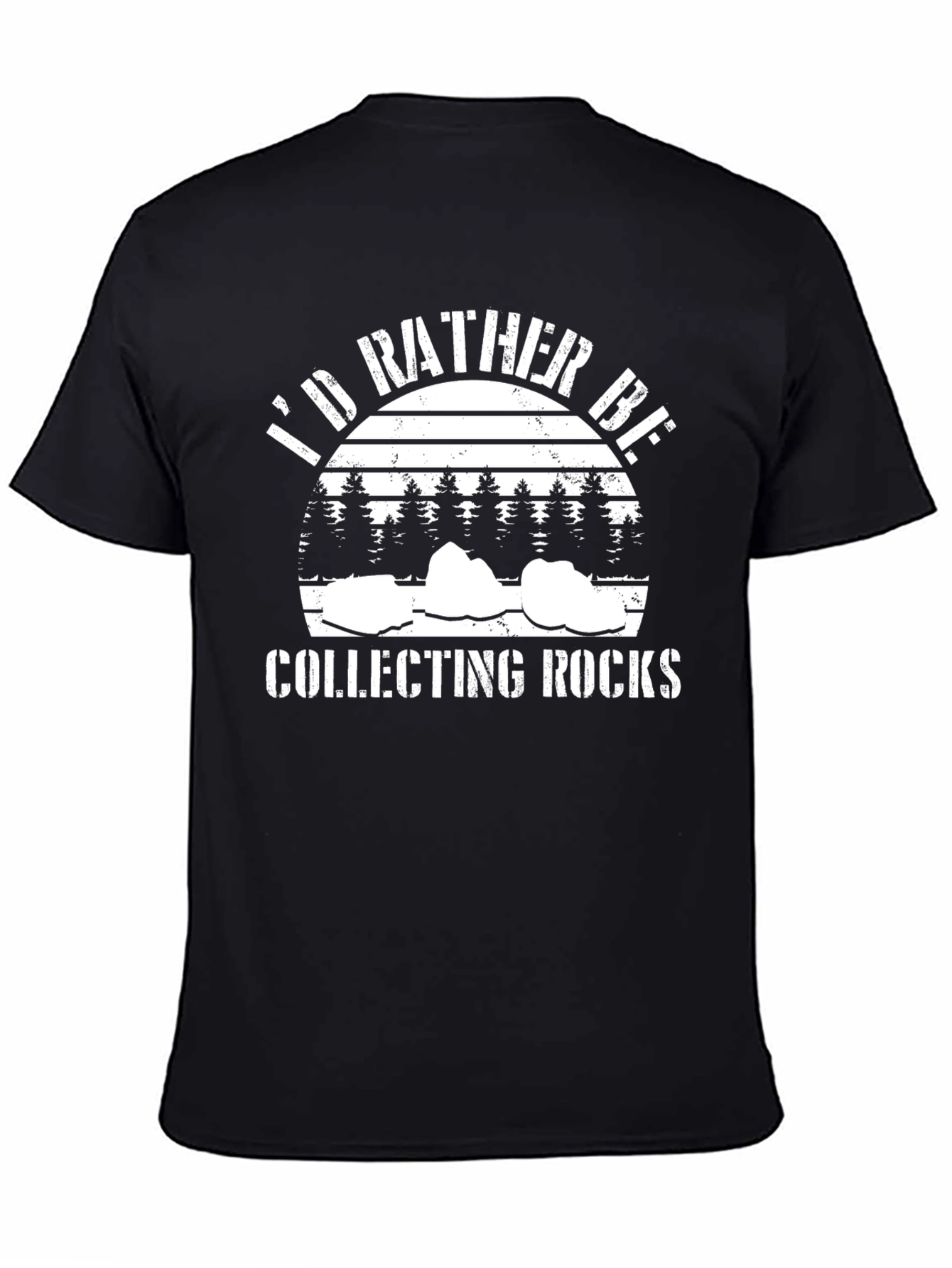 Black I'd Rather Be Collecting Rocks Graphic T-Shirt view 4