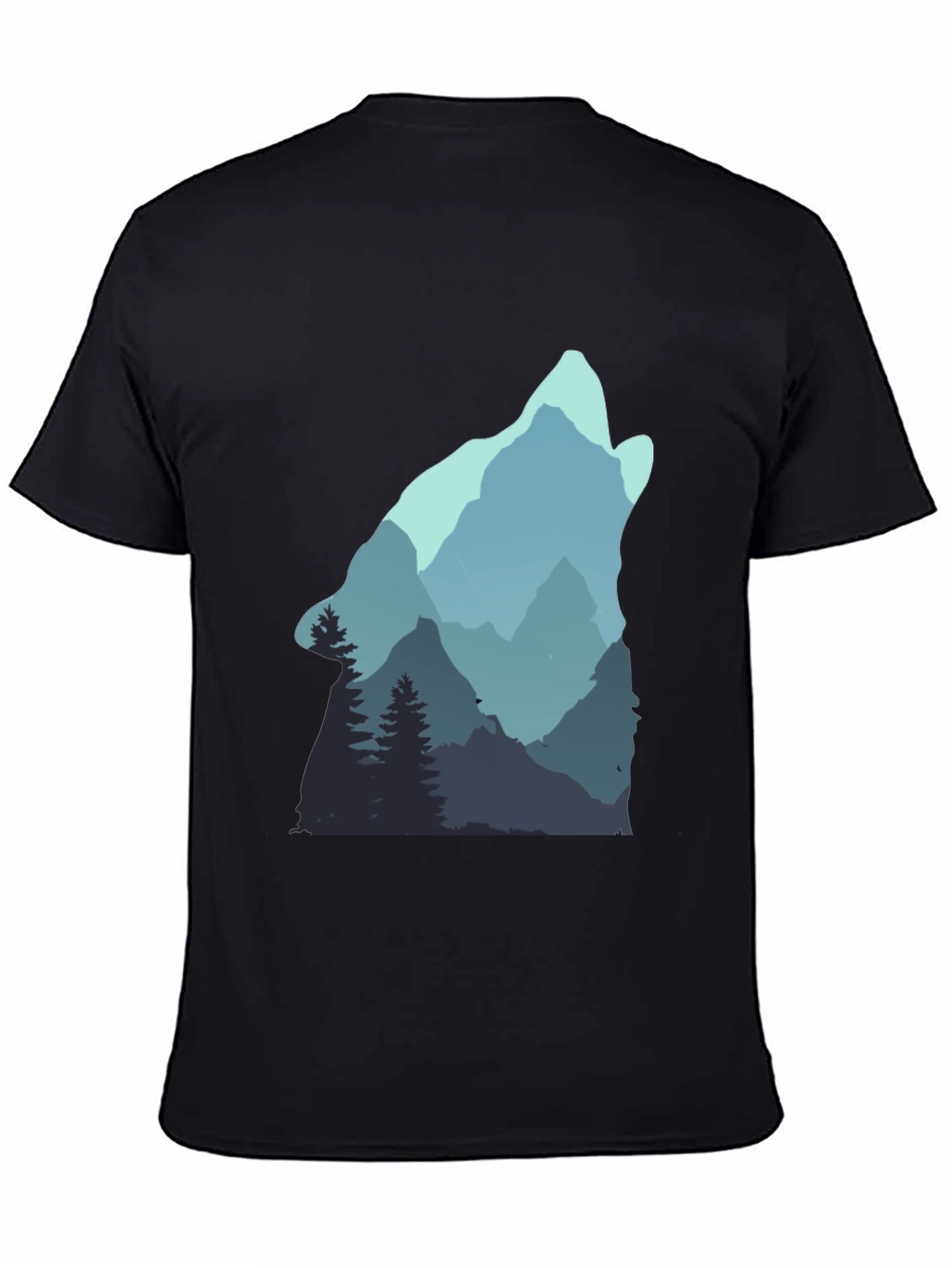 Black Nature Wolf Graphic Tee - Men's Black T-Shirt view 4