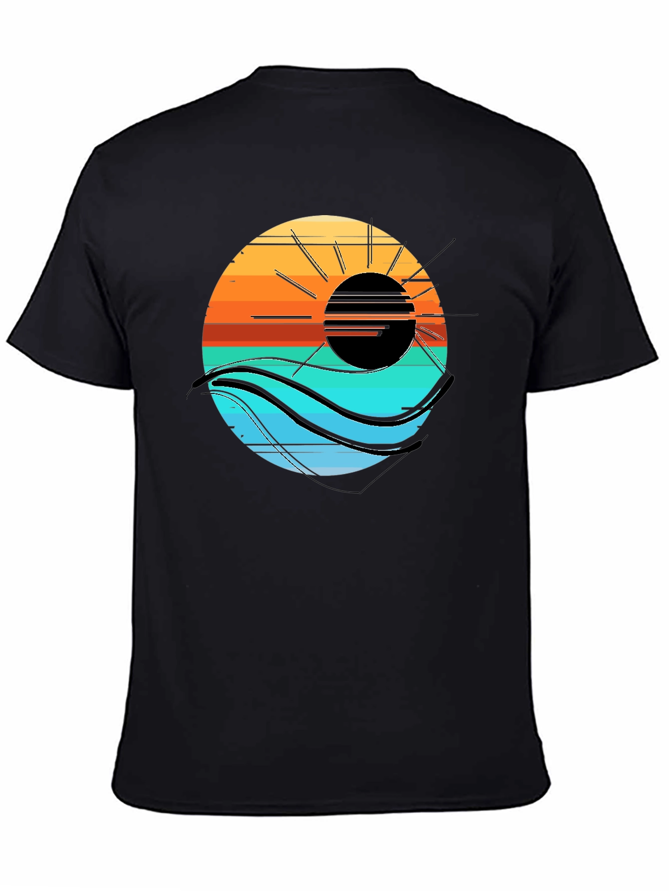 Black Sunset Wave Graphic Tee - Cool Coastal Style view 4