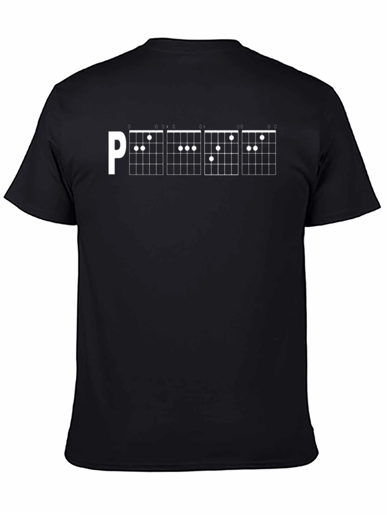 Black Acoustic Guitar Chords T-Shirt - Black Cotton Tee view 4