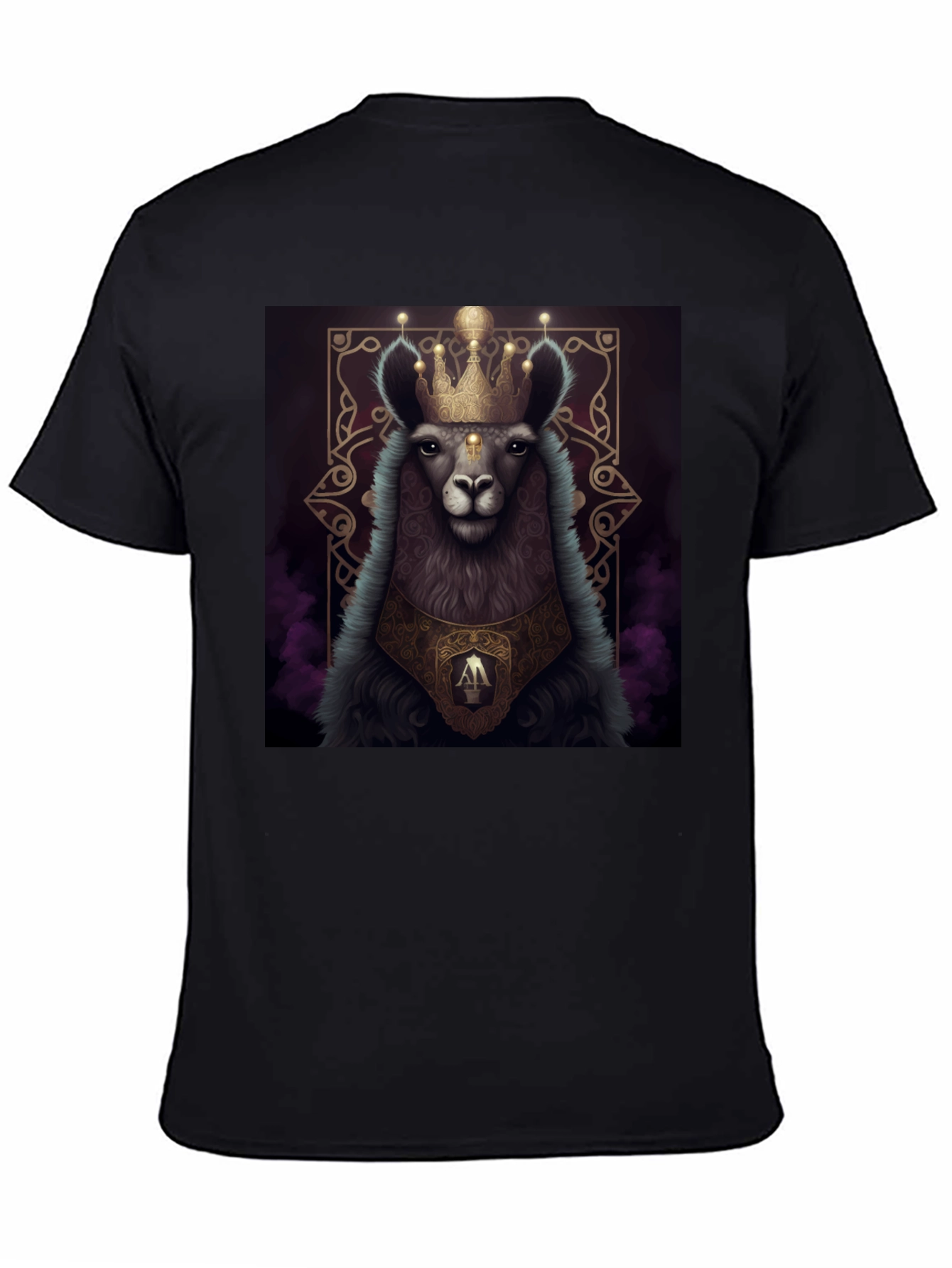 Royal Llama Graphic Tee - Unisex Black T-Shirt - 4
