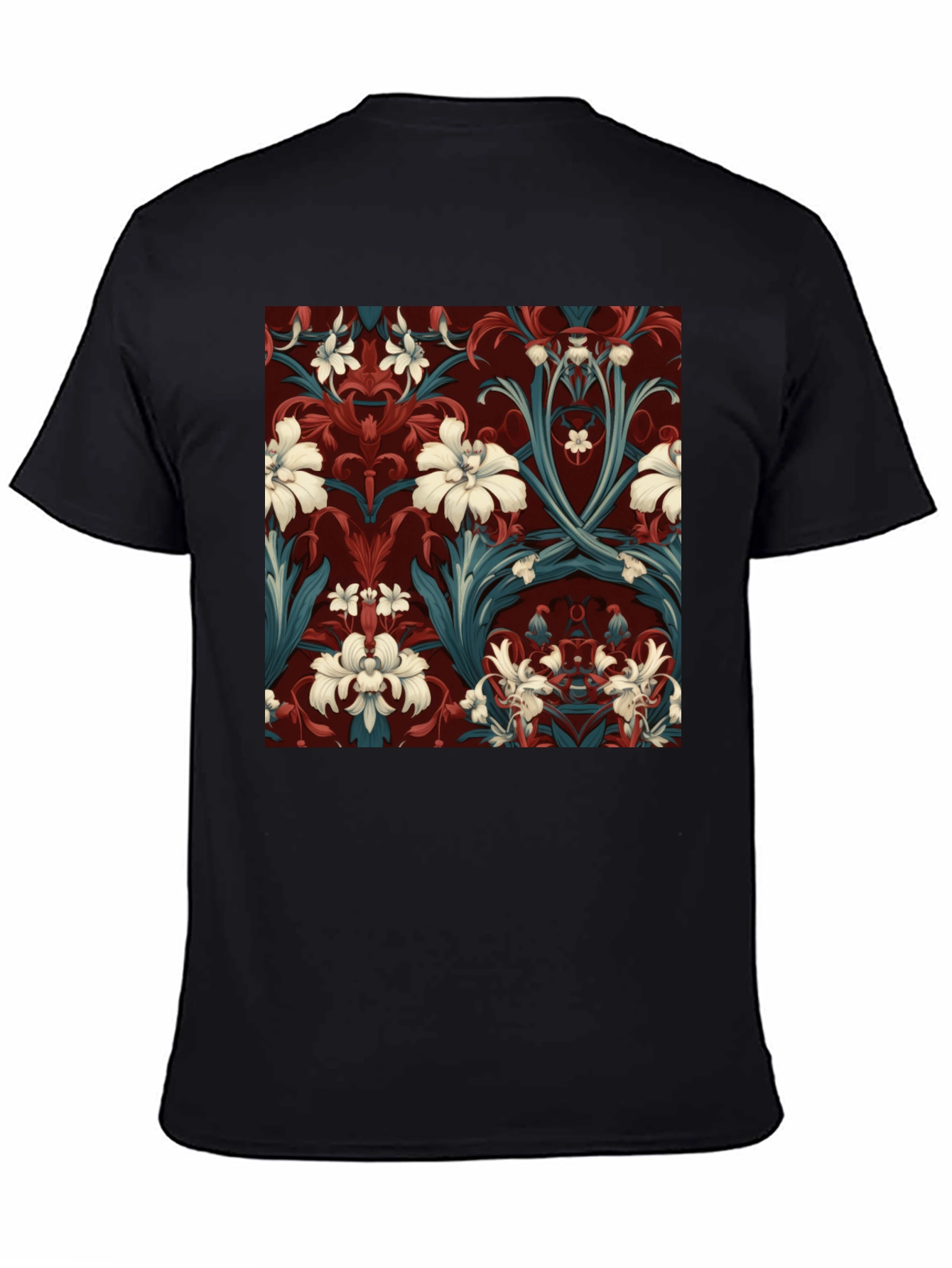 Black Floral Pattern Print T-Shirt view 4