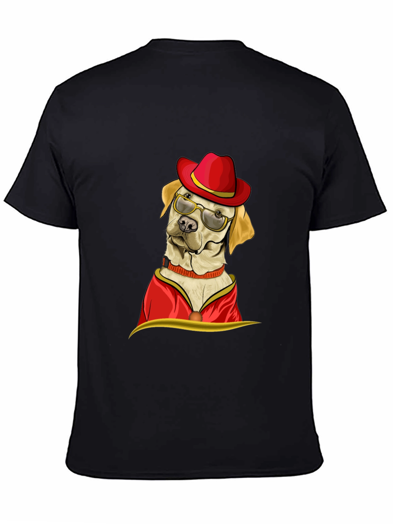 Black Dog with Hat and Glasses T-Shirt view 4