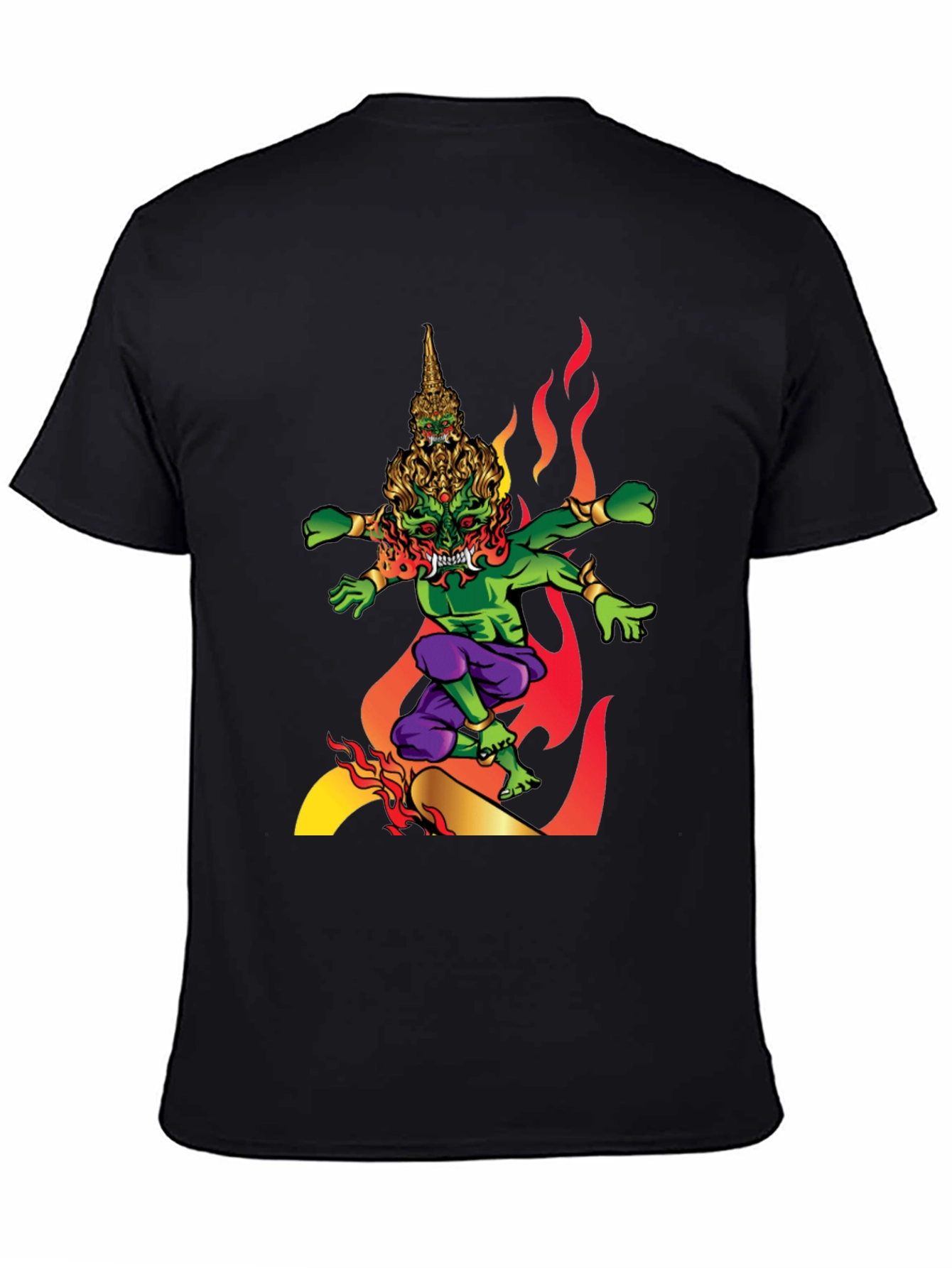 Black Fiery Demon Graphic Tee - Black view 4