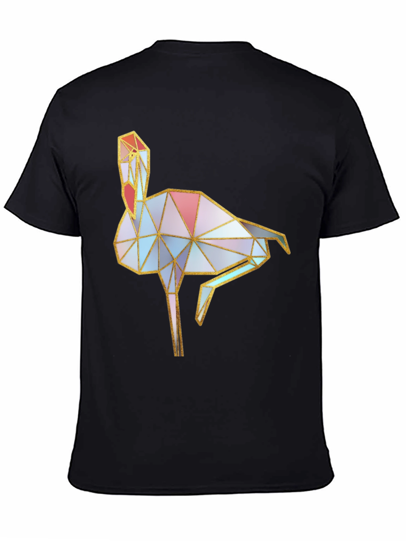 Black Geometric Flamingo Graphic Black T-Shirt view 4
