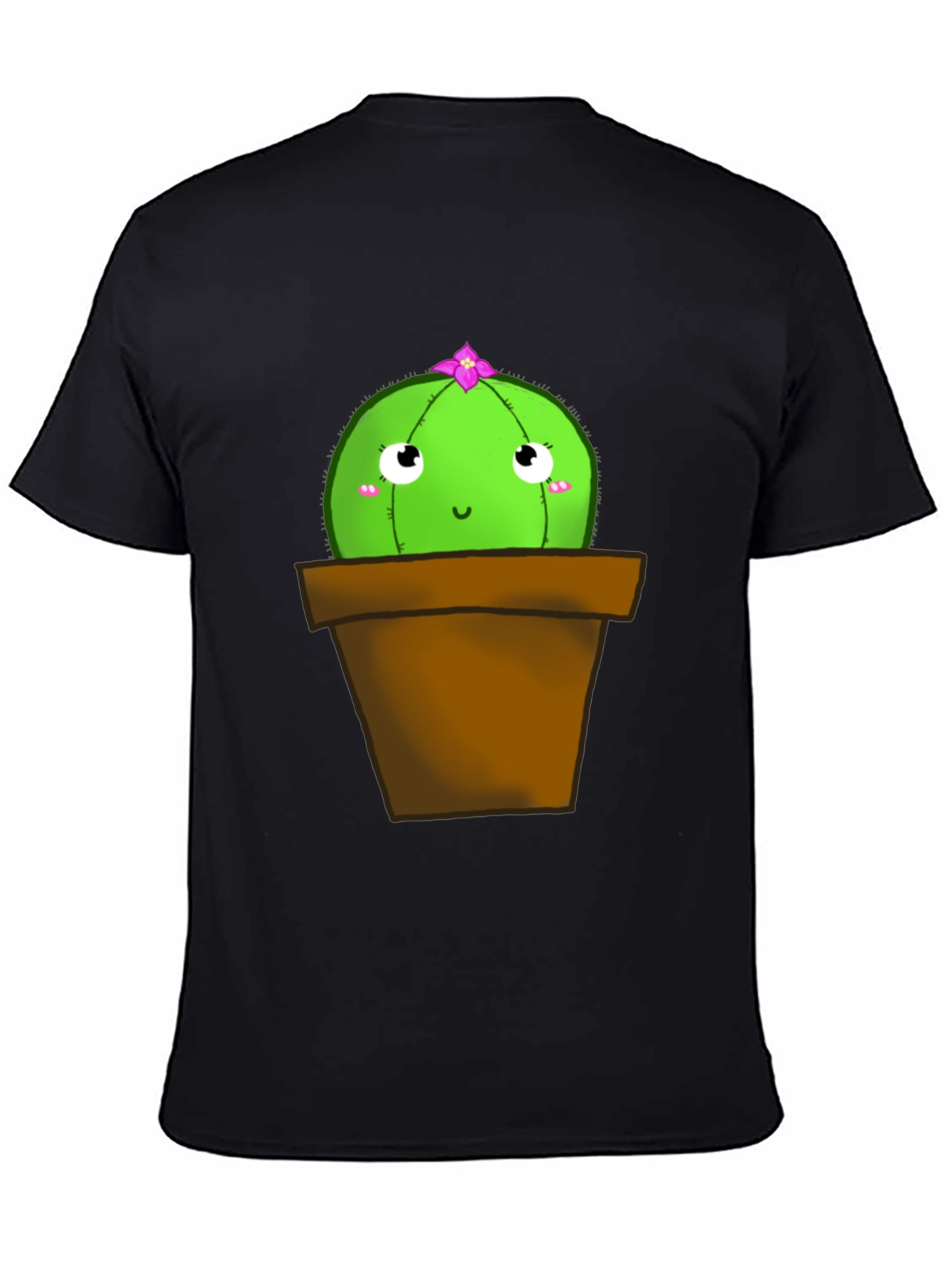 Black Cute Cactus T-Shirt - Potted Plant Graphic Tee view 4