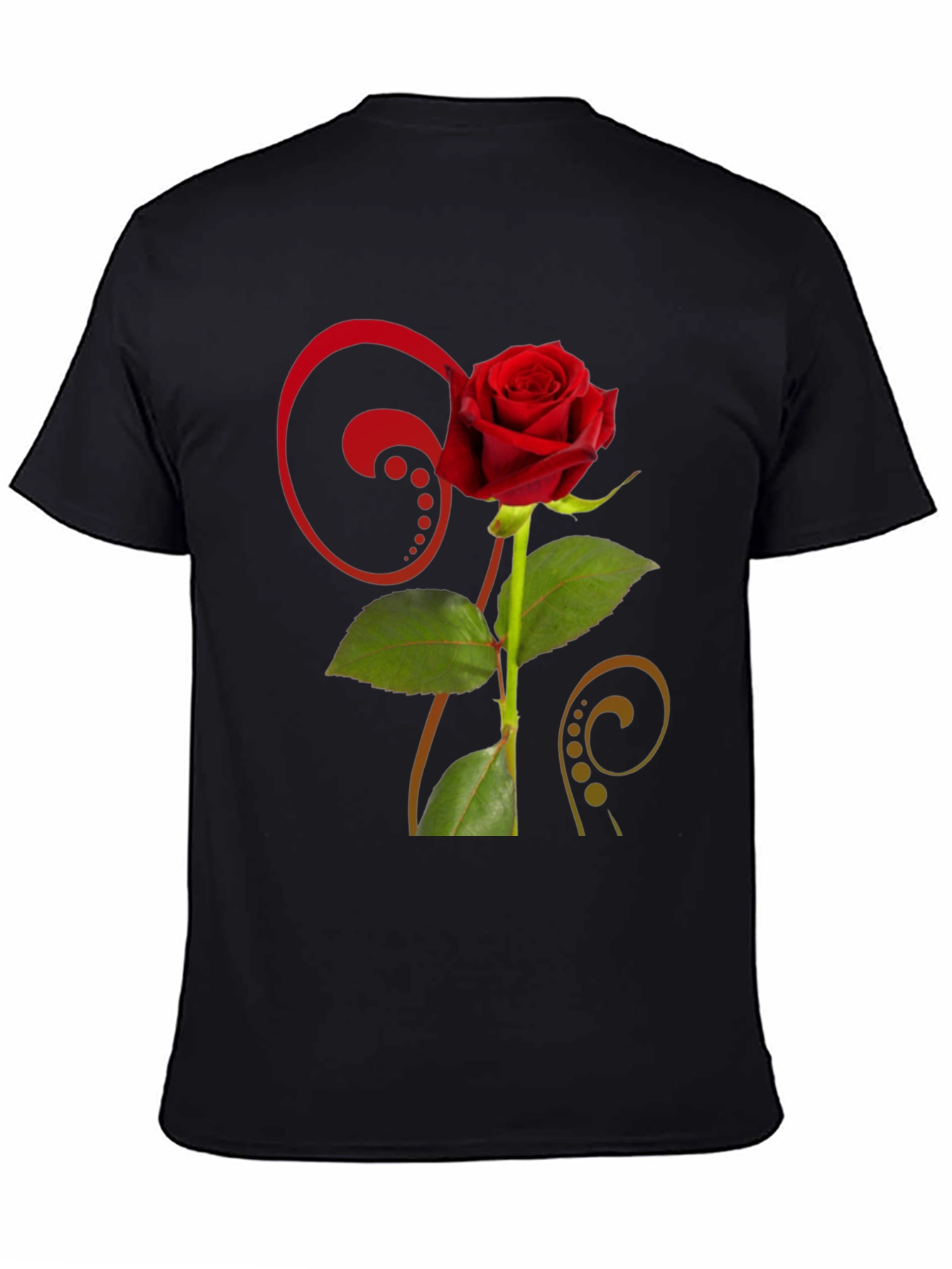 Black Rose Graphic Black T-Shirt - Floral Design view 4