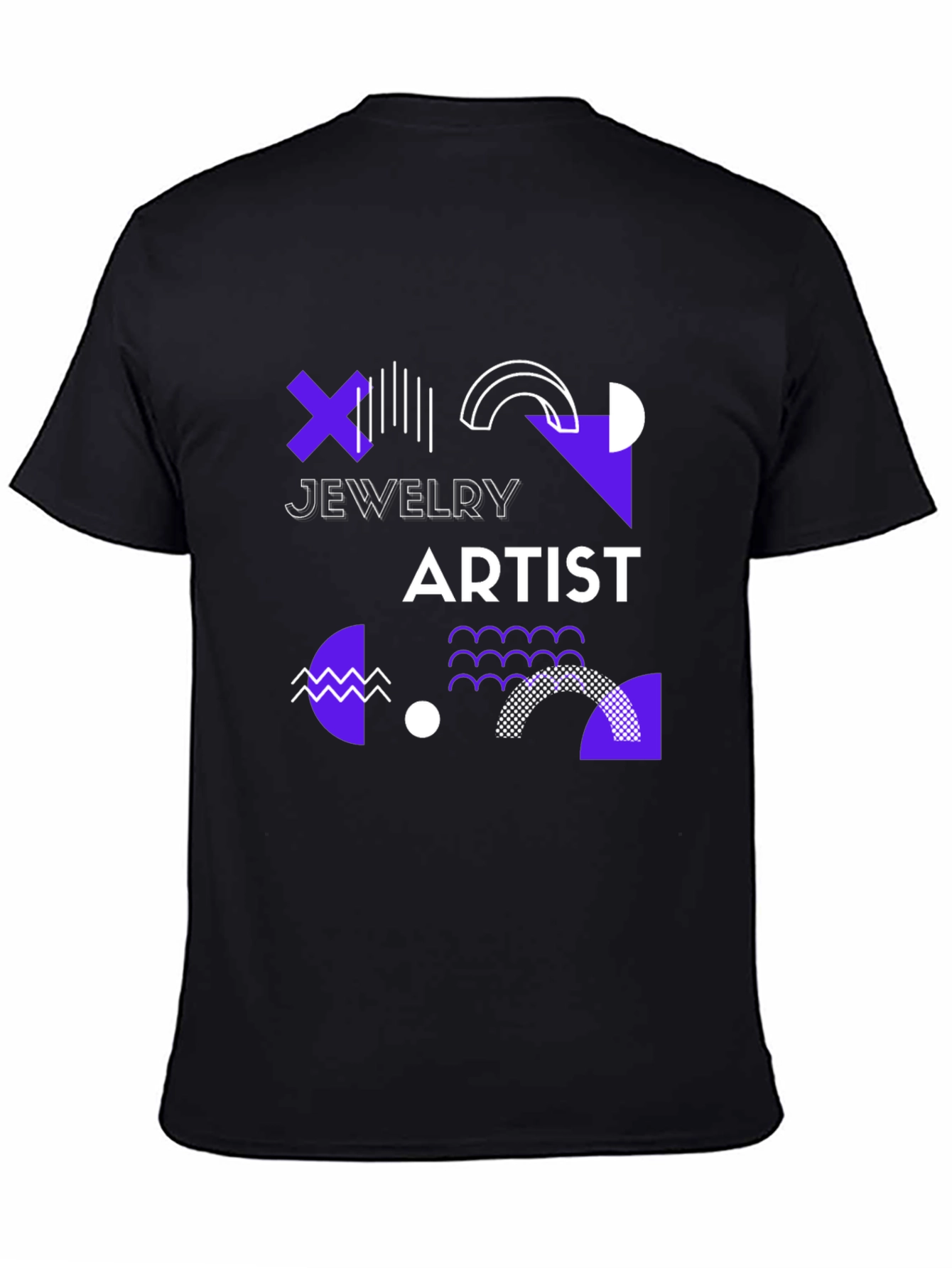 Black Geometric Jewelry Artist Black T-Shirt view 4