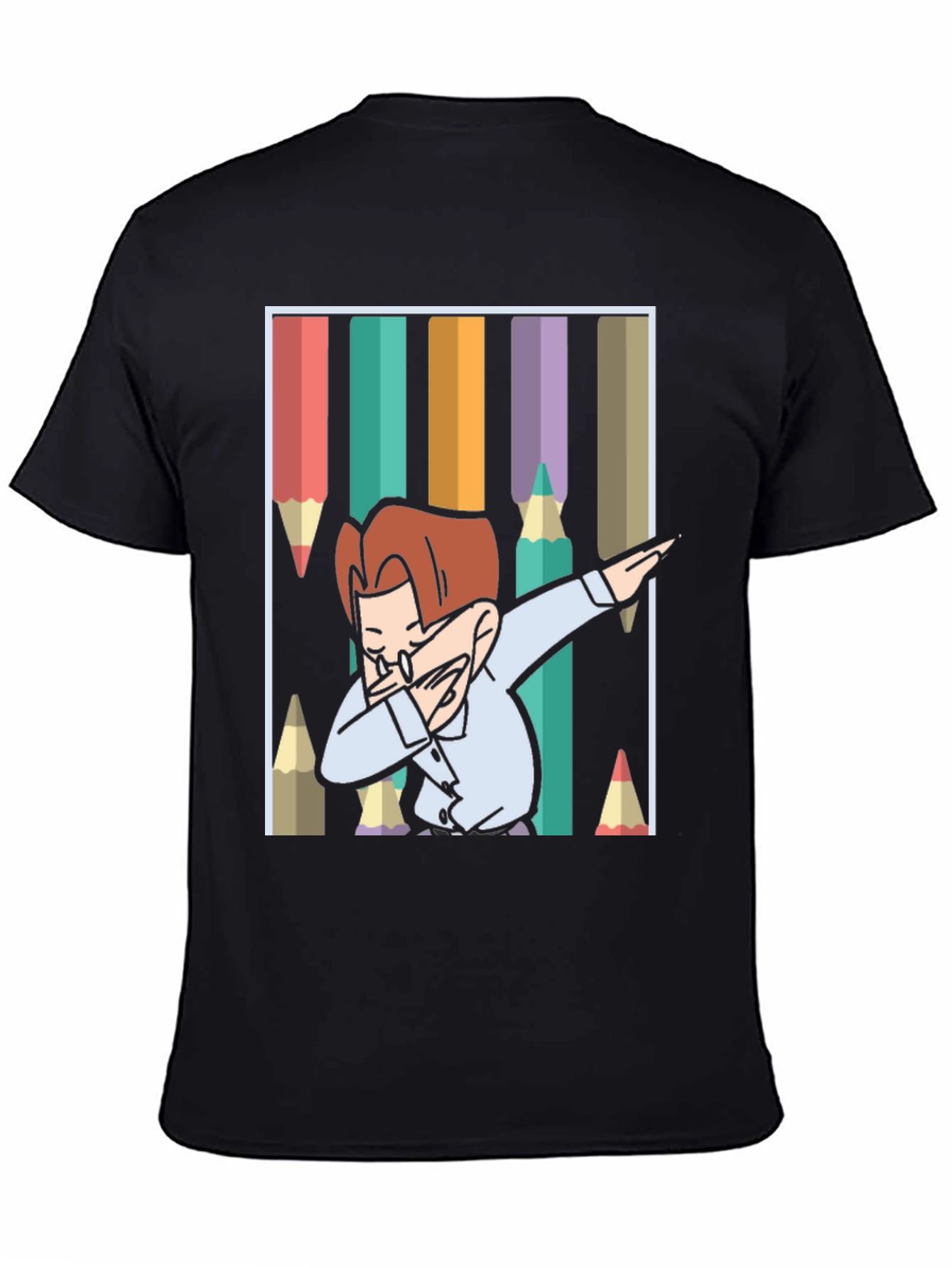 Black Dabbing Cartoon T-Shirt view 4