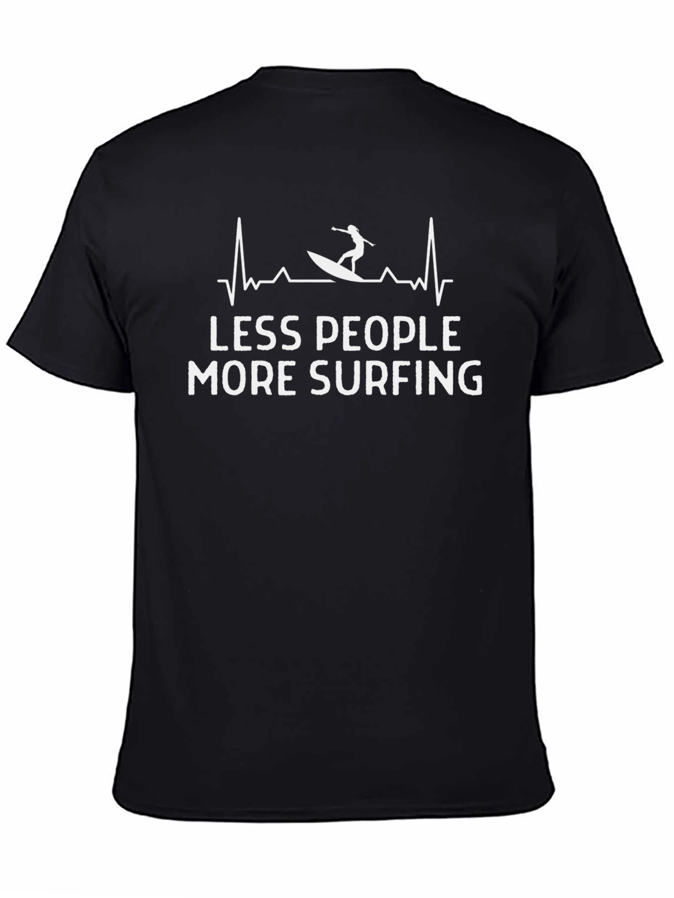 Black Less People More Surfing Black Graphic T-Shirt view 4