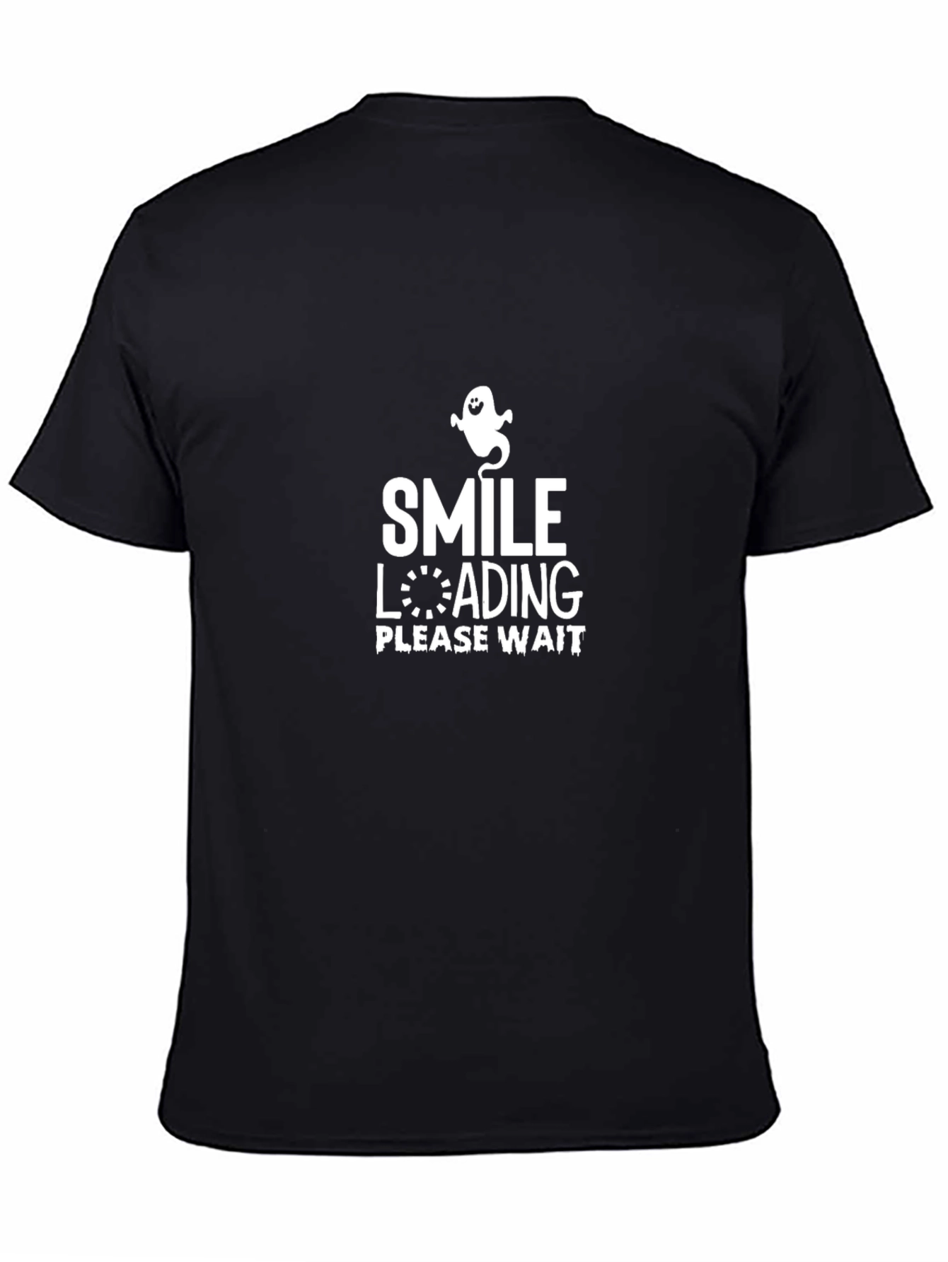 Black Smile Loading Please Wait - Funny Graphic T-Shirt view 4