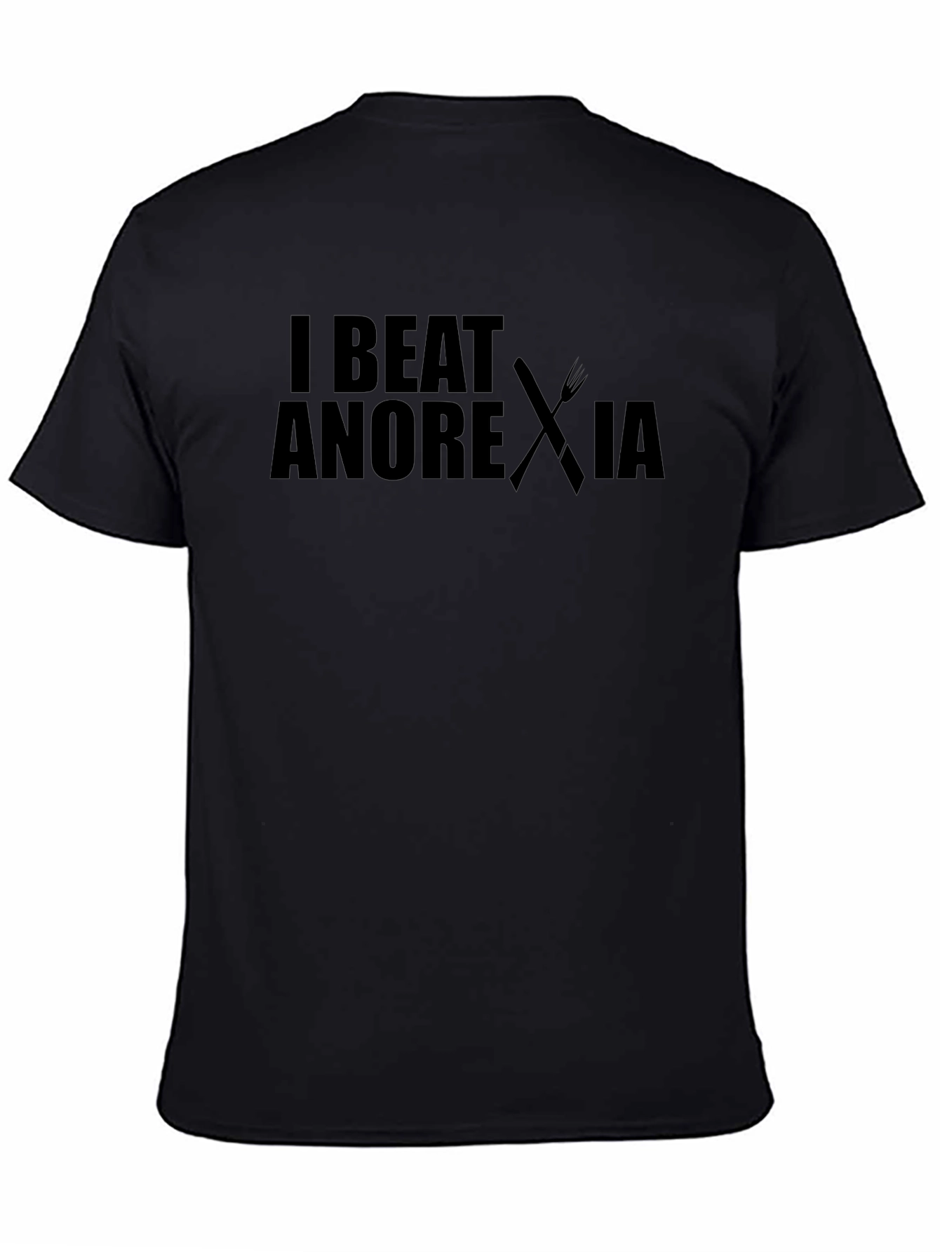 Black I Beat Anorexia Graphic T-Shirt - Unisex view 4