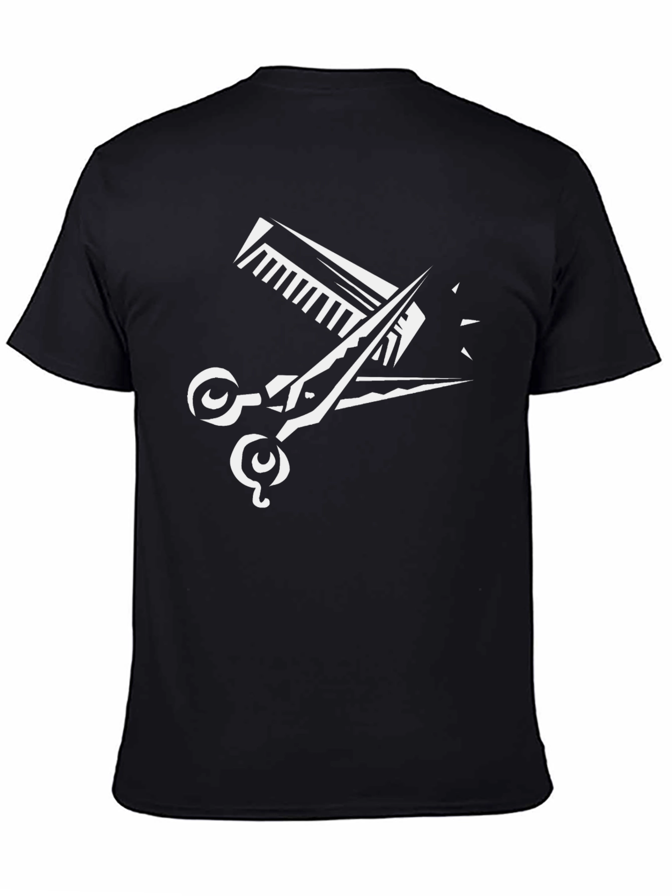 Black Barber Scissors & Comb Graphic Tee - Black view 4