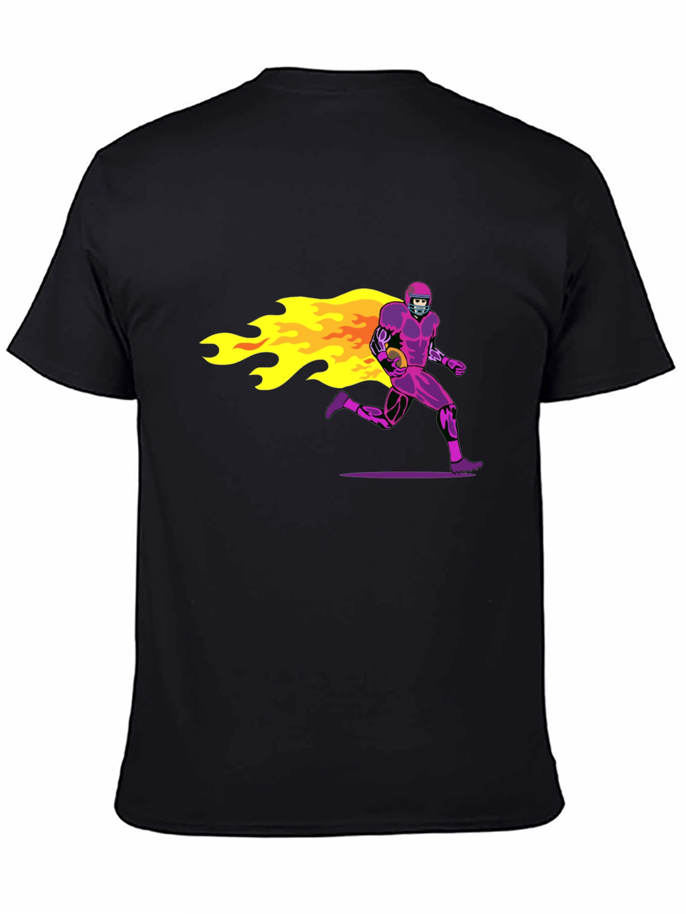 Black Flaming Football Skeleton Black T-Shirt view 4