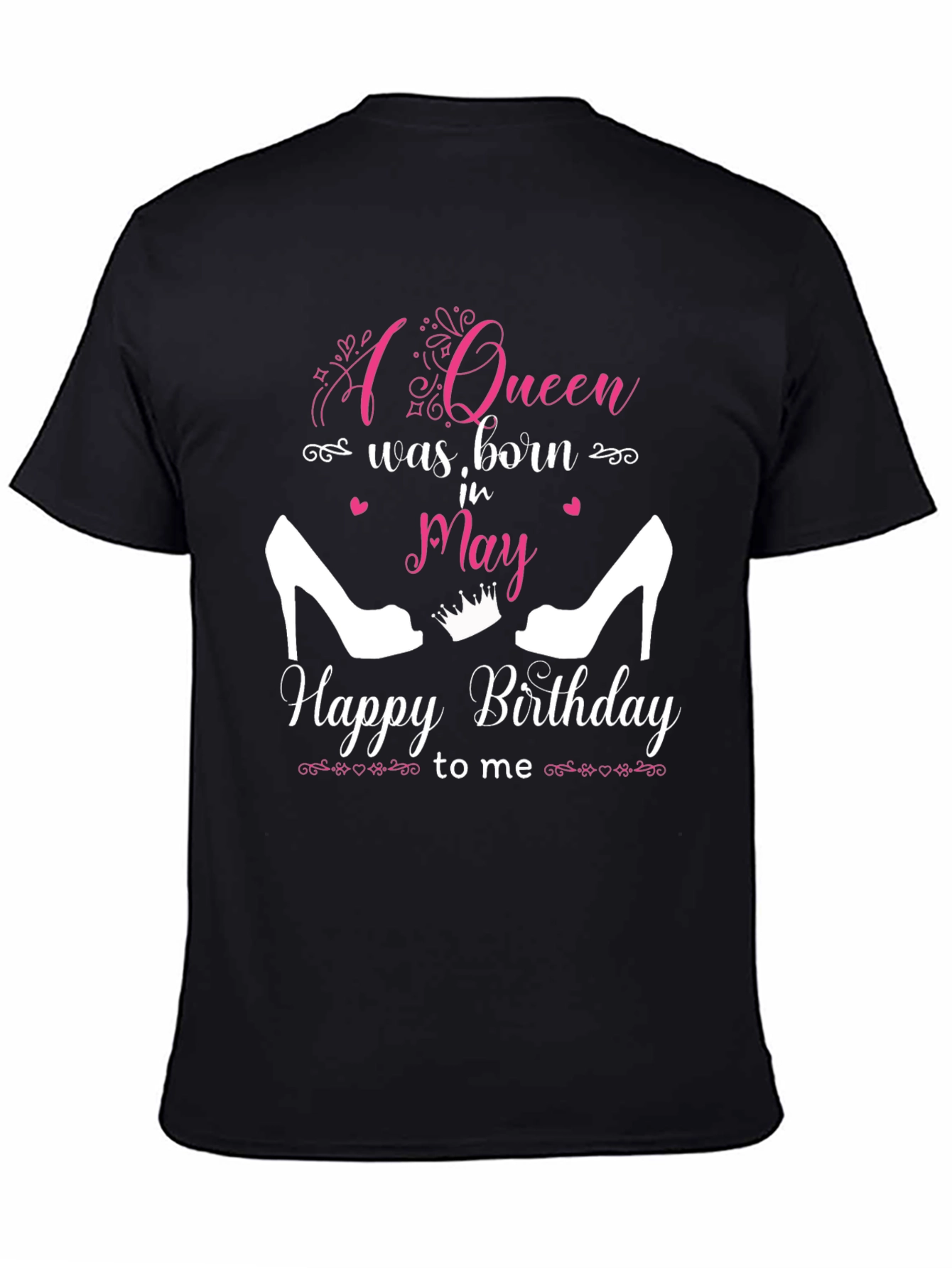 Black A Queen Was Born in May Birthday T-Shirt view 4