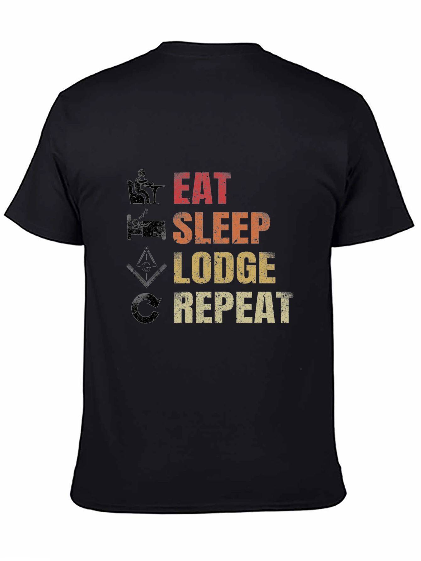 Black Eat Sleep Lodge Repeat Graphic T-Shirt view 4