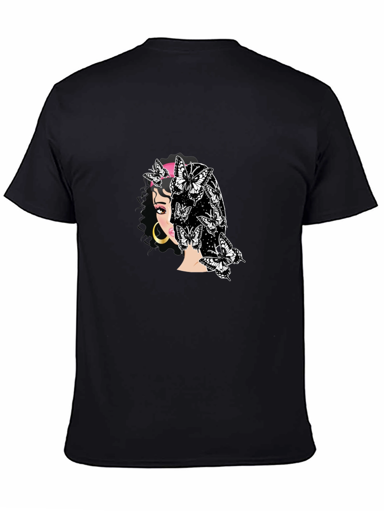 Black Butterfly Woman Graphic T-Shirt view 4