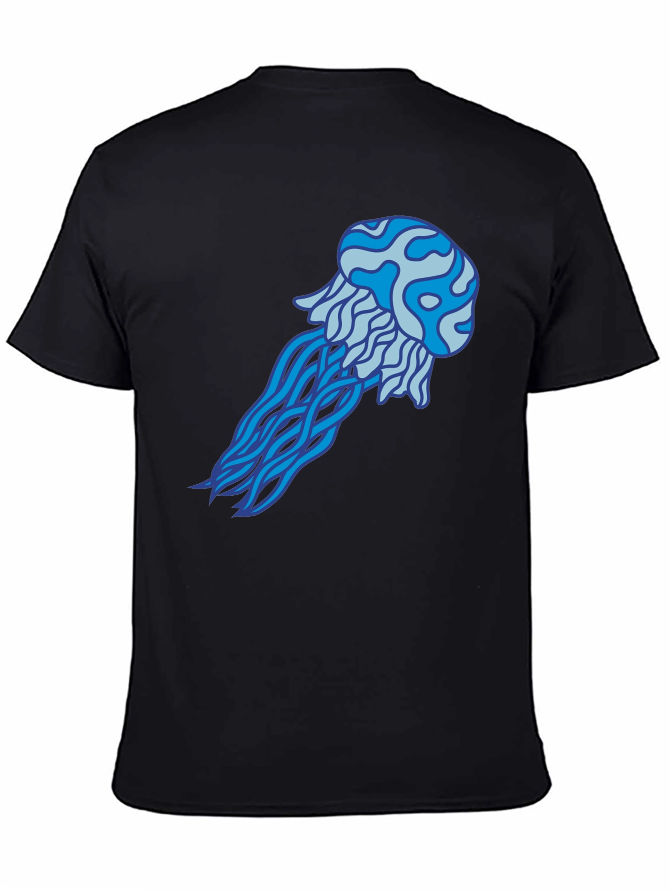 Black Jellyfish Graphic Tee - Black Cotton T-Shirt view 4