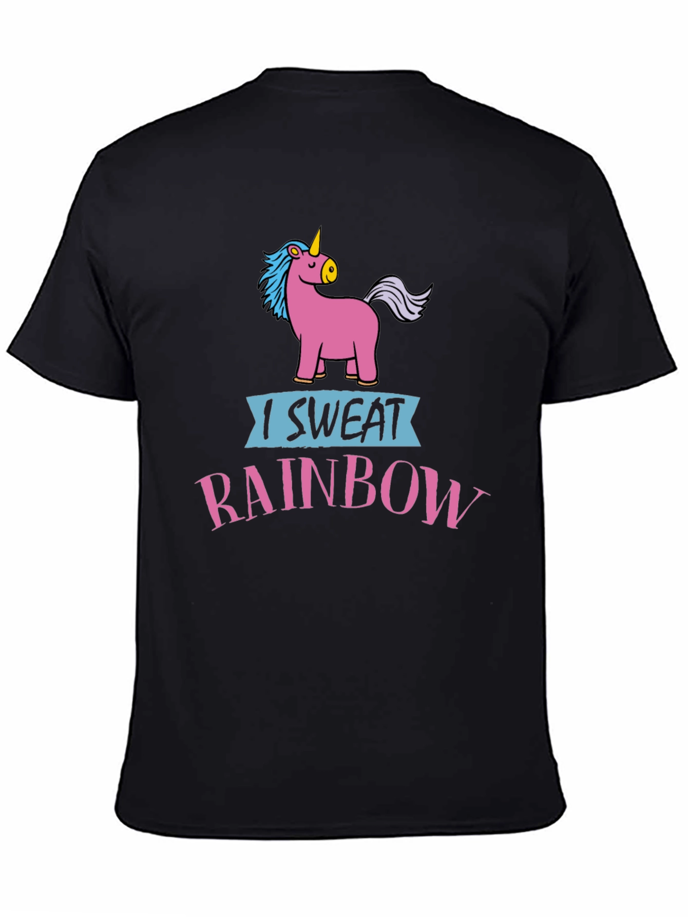 Black I Sweat Rainbows Unicorn T-Shirt Black Cotton view 4