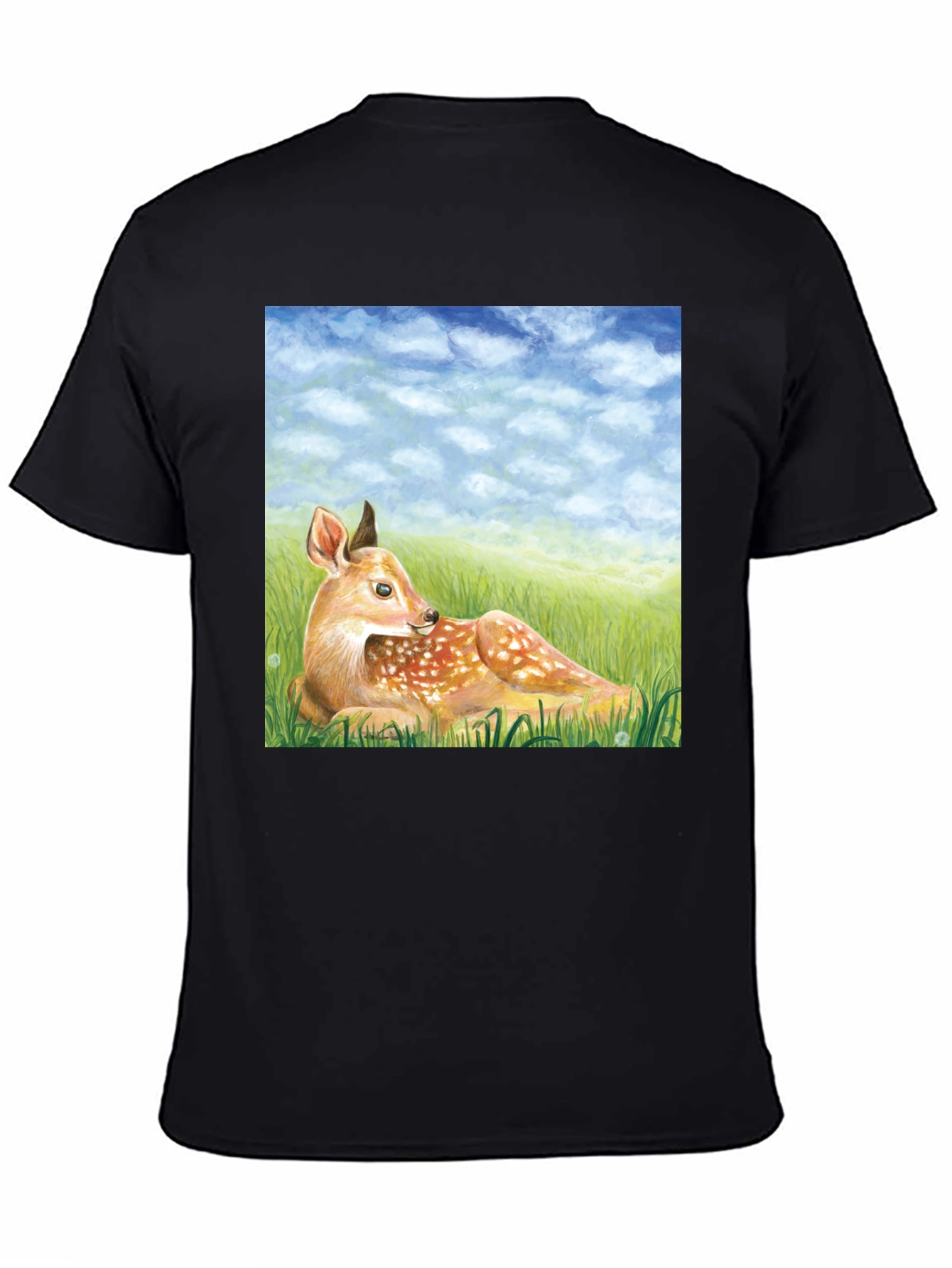 Black Deer Scene Graphic Tee - Nature Lover's T-Shirt view 4