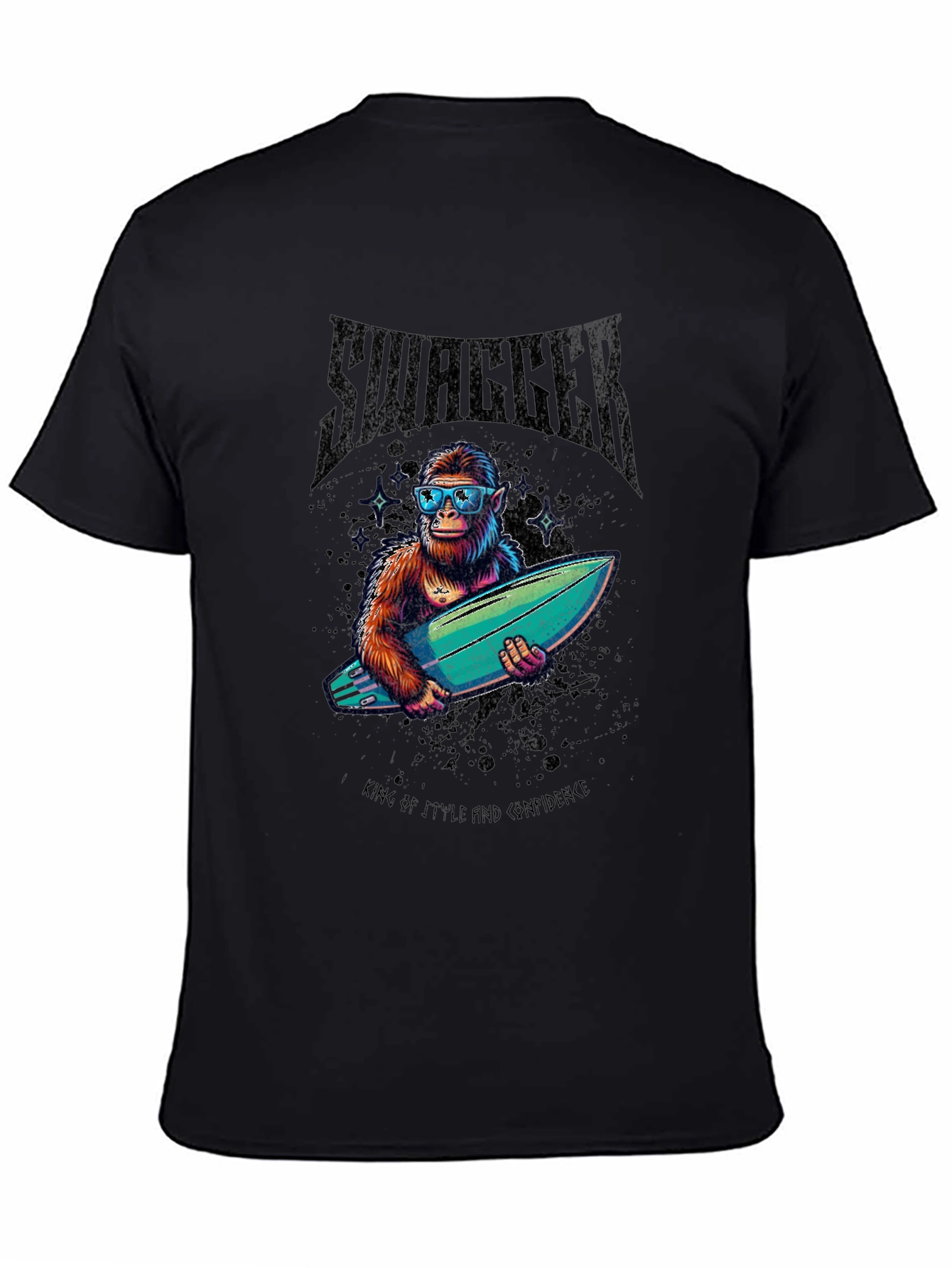 Black Swagger Ape Graphic T-Shirt - King of Style view 4