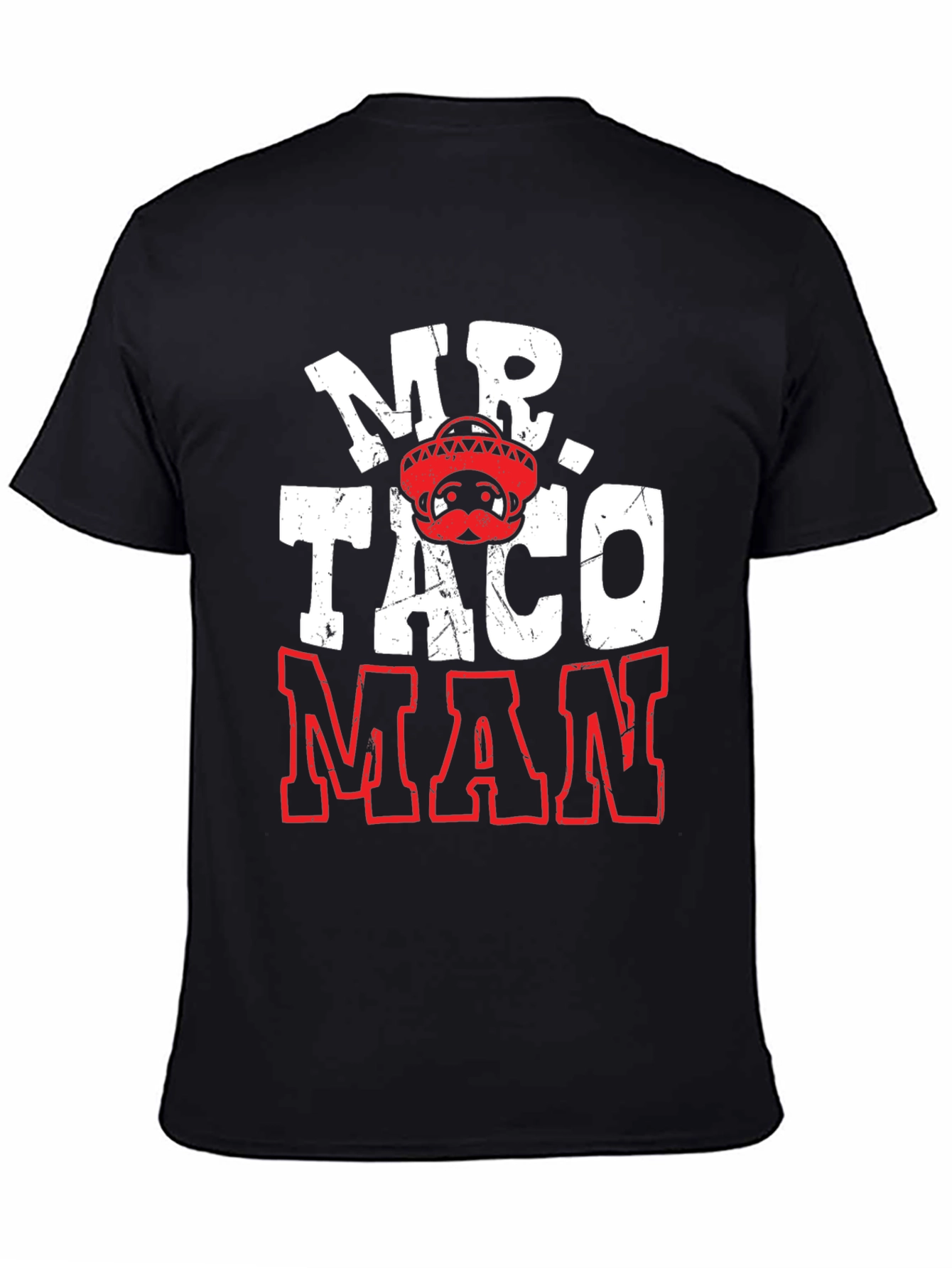 Black Mr. Taco Man Novelty Graphic T-Shirt view 4