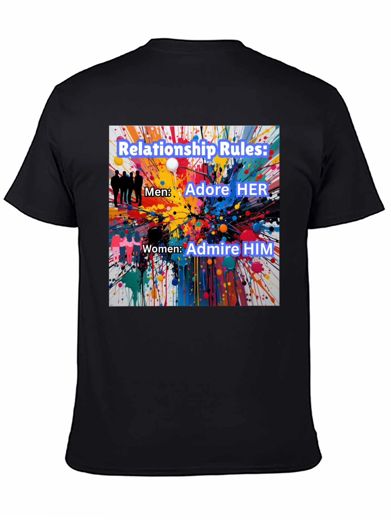 Black Relationship Rules T-Shirt - Adore Her, Admire Him view 4