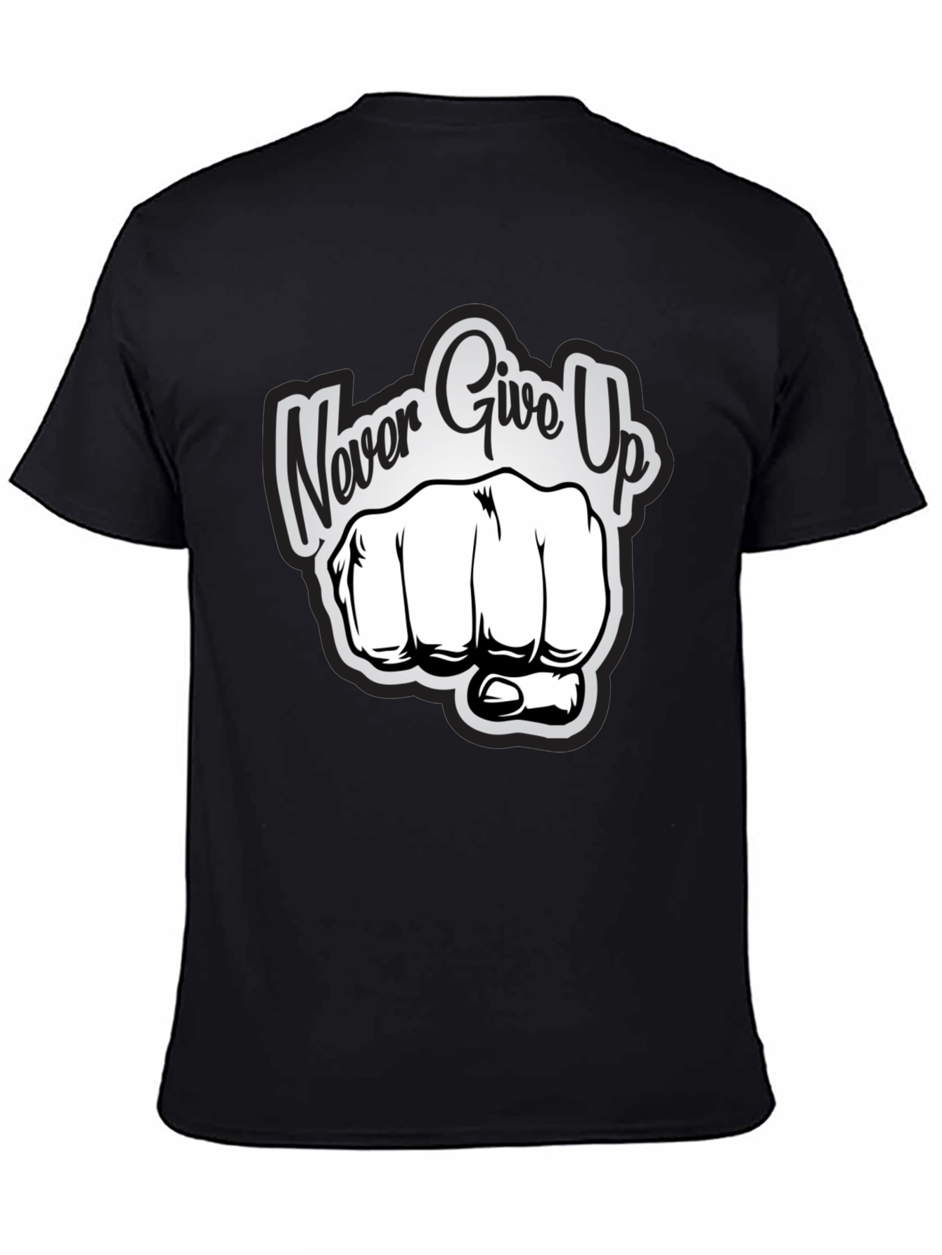 Black Never Give Up Graphic Print T-Shirt view 4