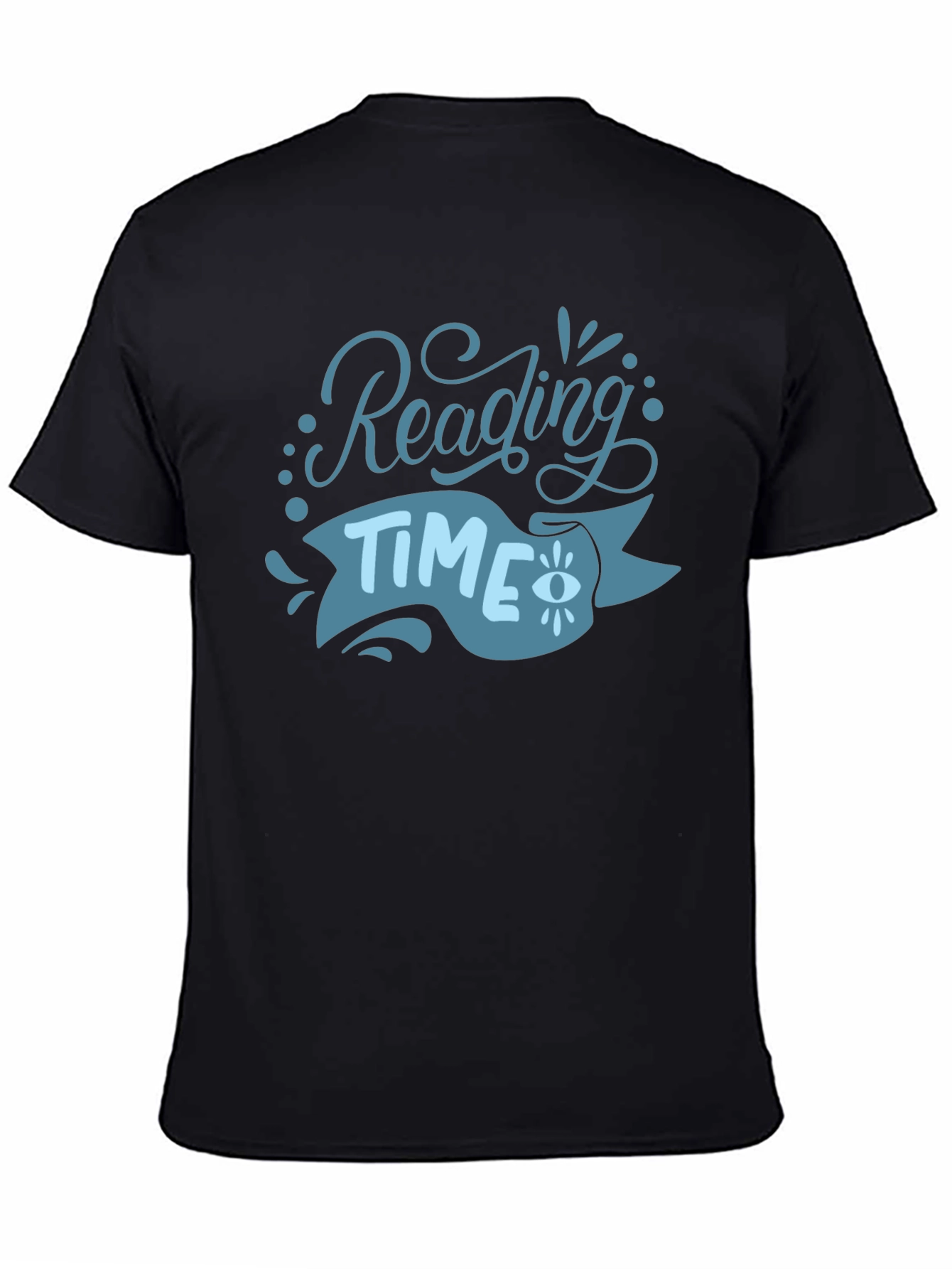Black Reading Time Graphic Tee - Black Cotton T-Shirt view 4