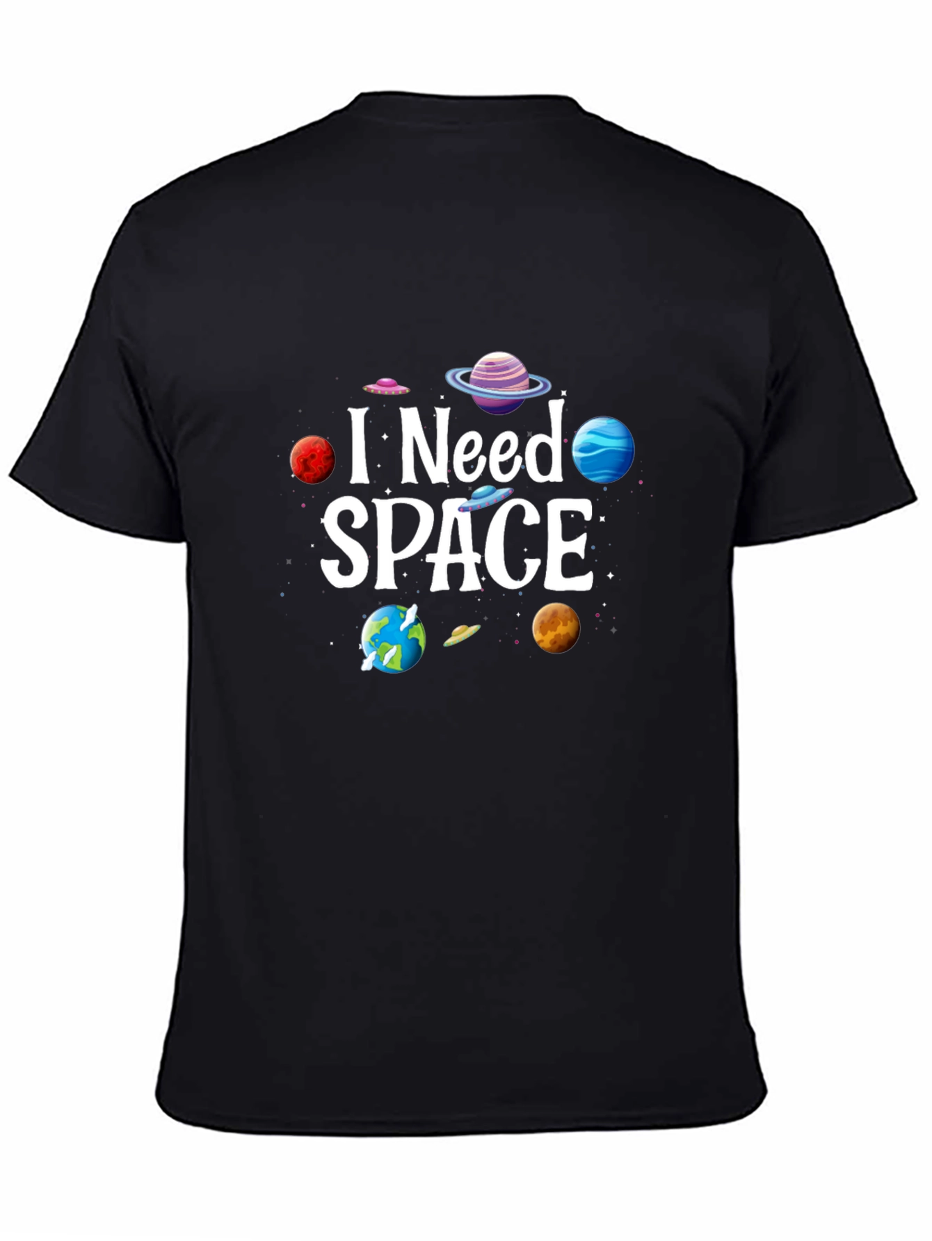 Black I Need Space Graphic Tee - Black Cotton Blend view 4