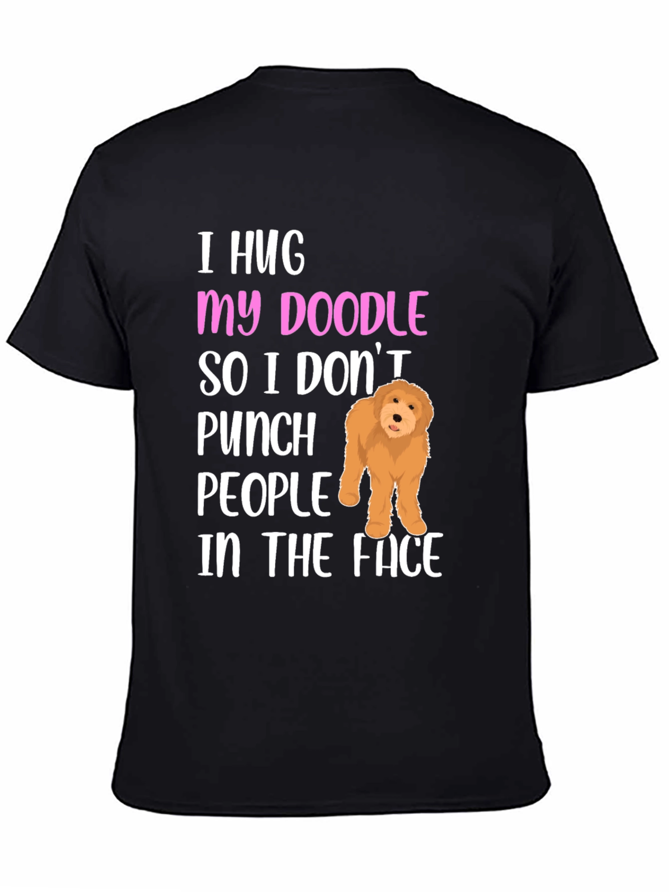 Black Funny Doodle Dog T-Shirt view 4