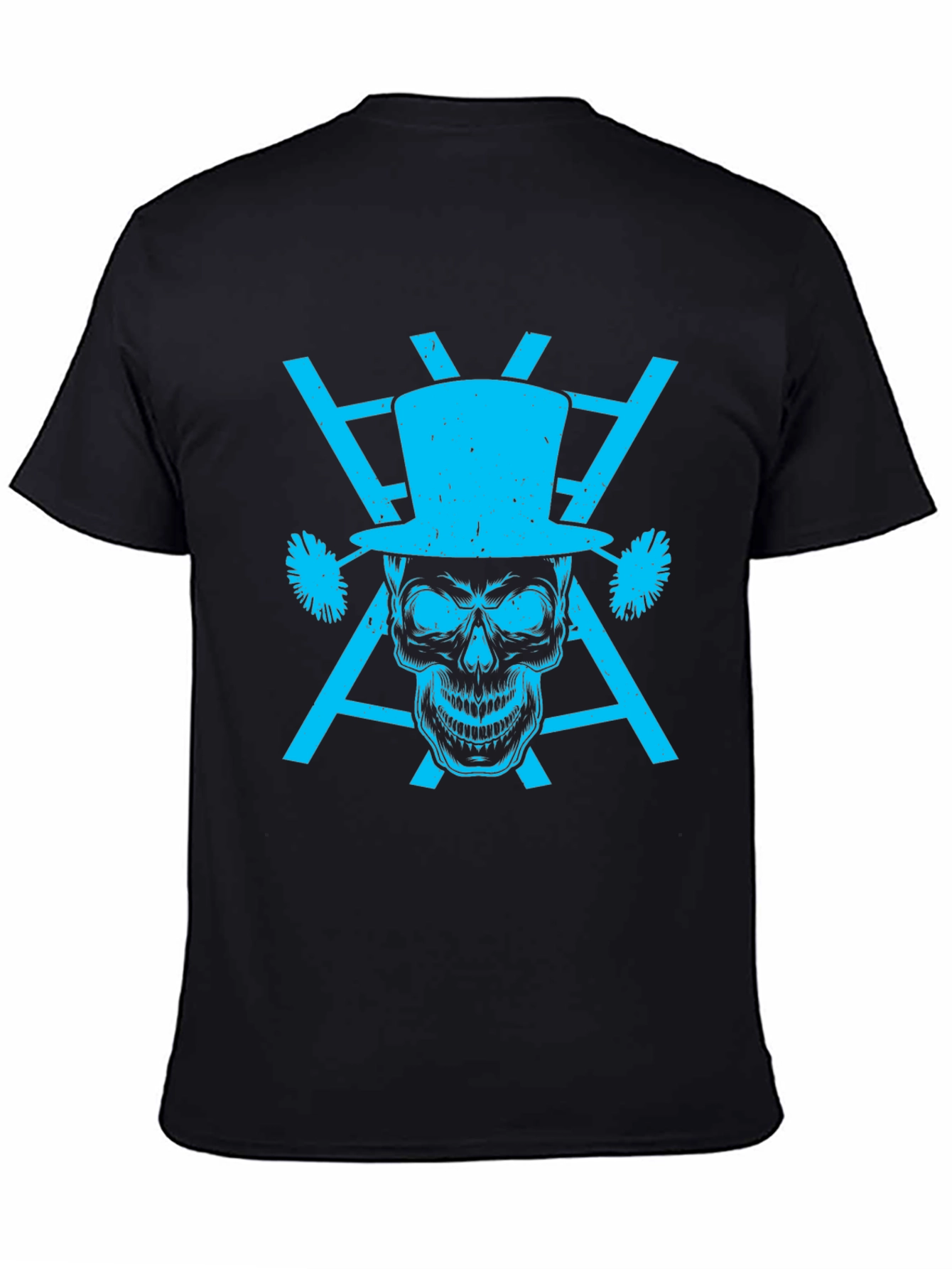 Black Skull Top Hat Graphic Tee - Men's Black T-Shirt view 4