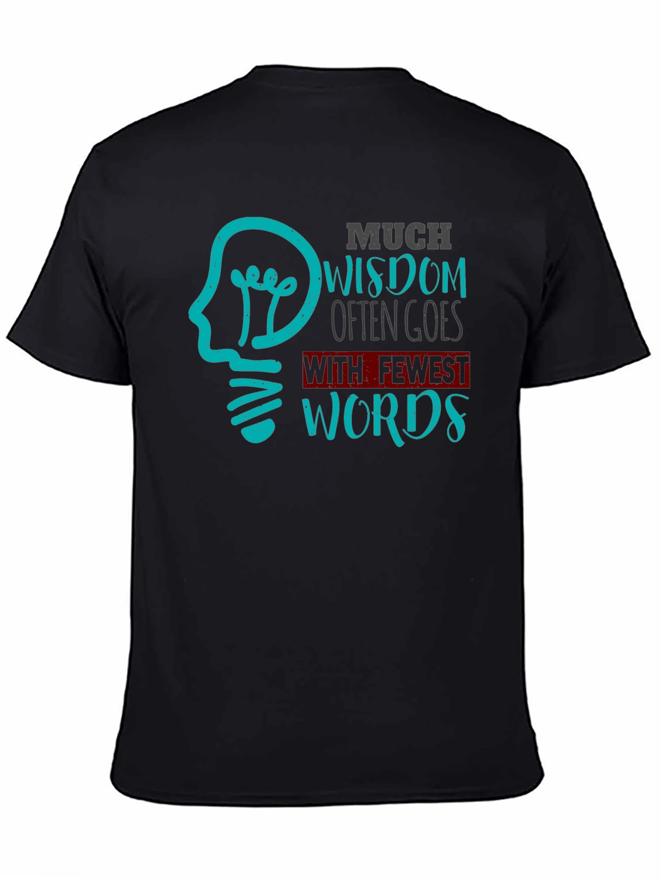 Black Much Wisdom Graphic Tee - Black Cotton T-Shirt view 4