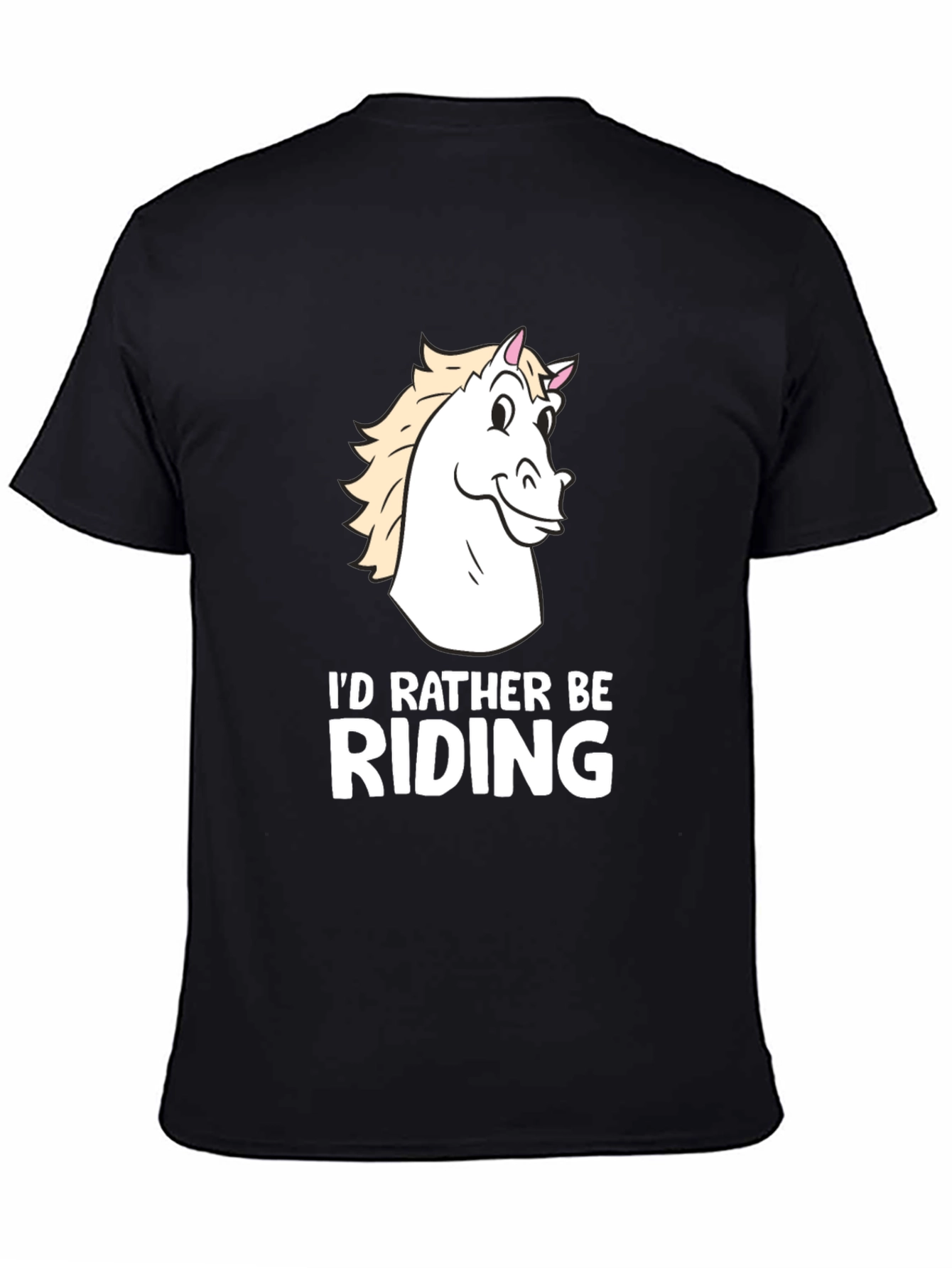Black I'd Rather Be Riding Horse T-Shirt - Black Cotton Tee view 4