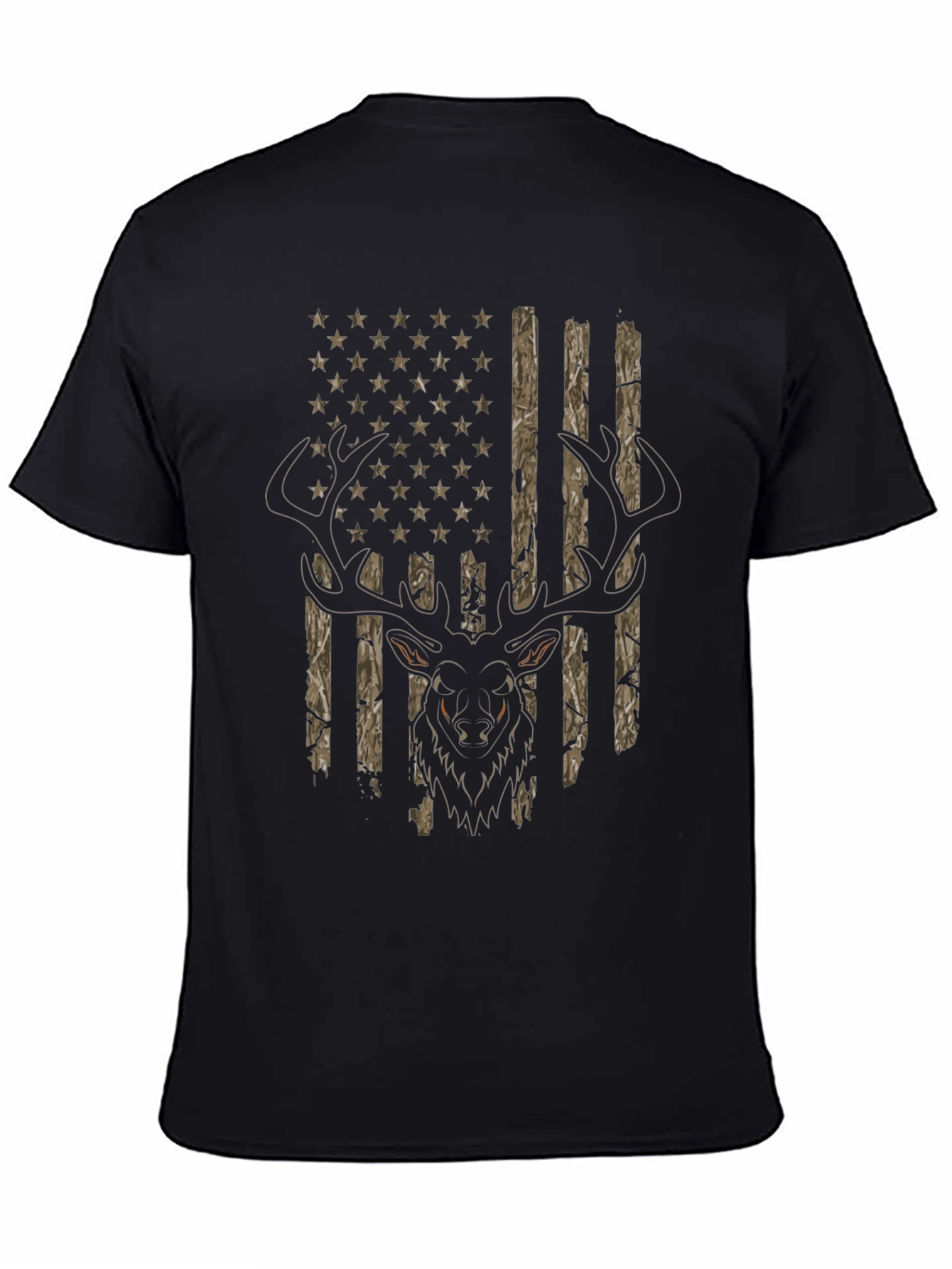Black Deer Hunting USA Flag T-Shirt view 4