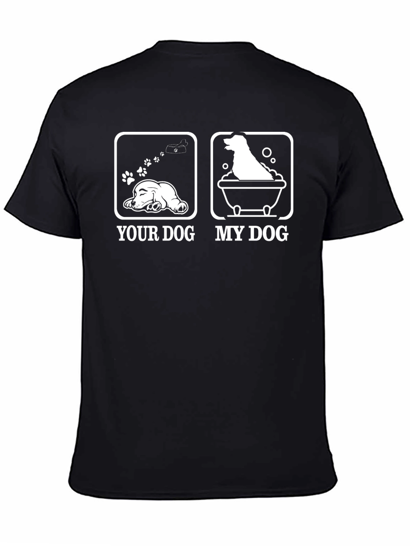 Black Funny Dog T-Shirt - 'Your Dog, My Dog' Design view 4