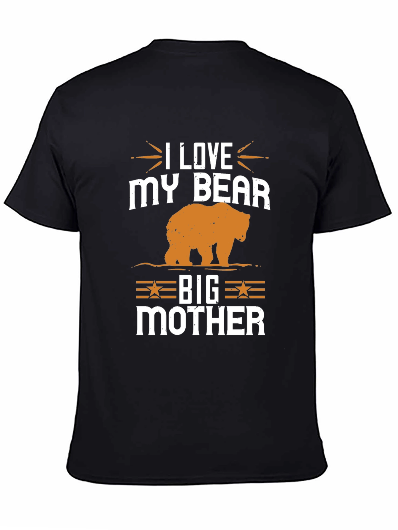 Black I Love My Bear Big Mother Black T-Shirt view 4